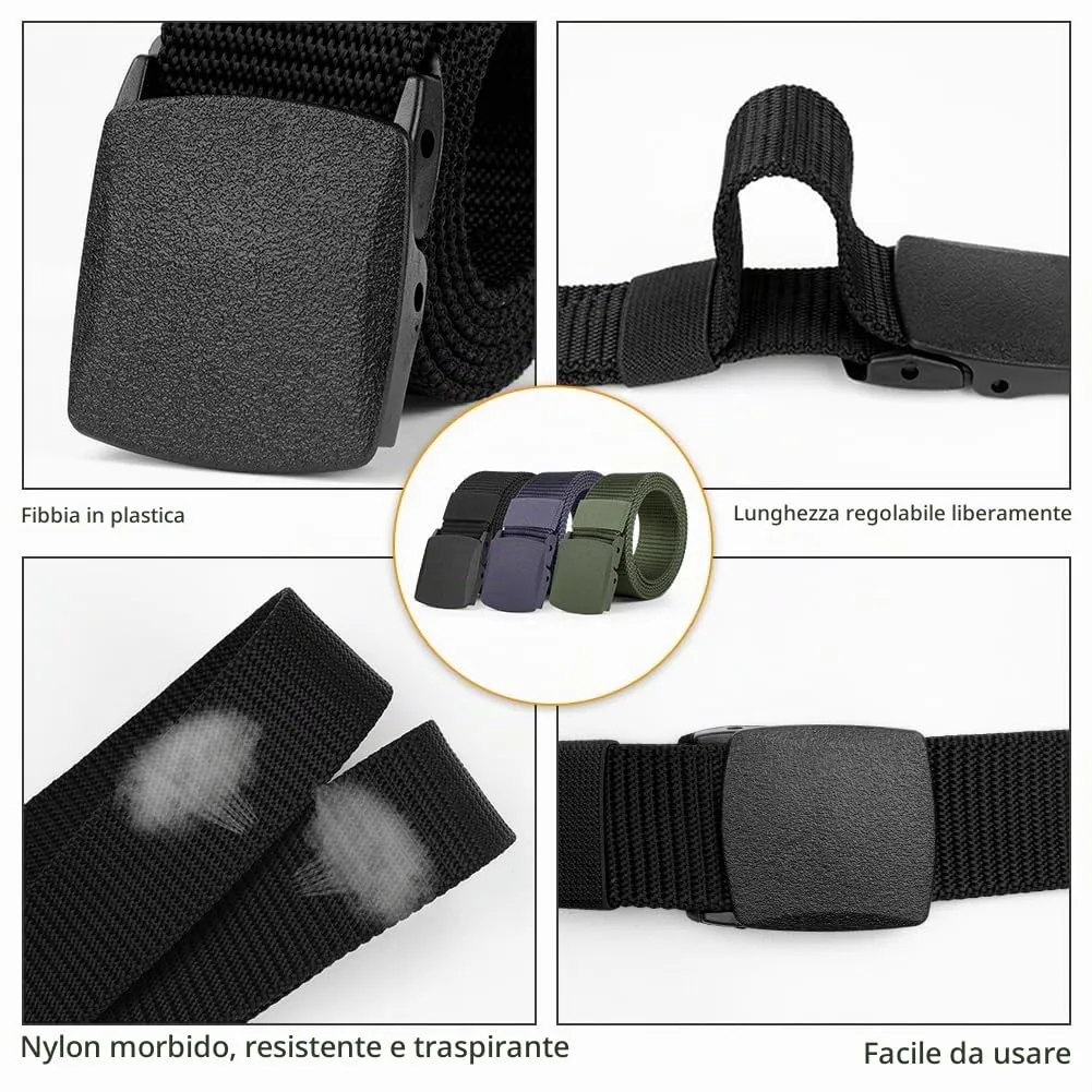 Aomig Cintura Tattica in Nylon con Fibbia in Plastica, Regolabile, per Uomo - immagine 4