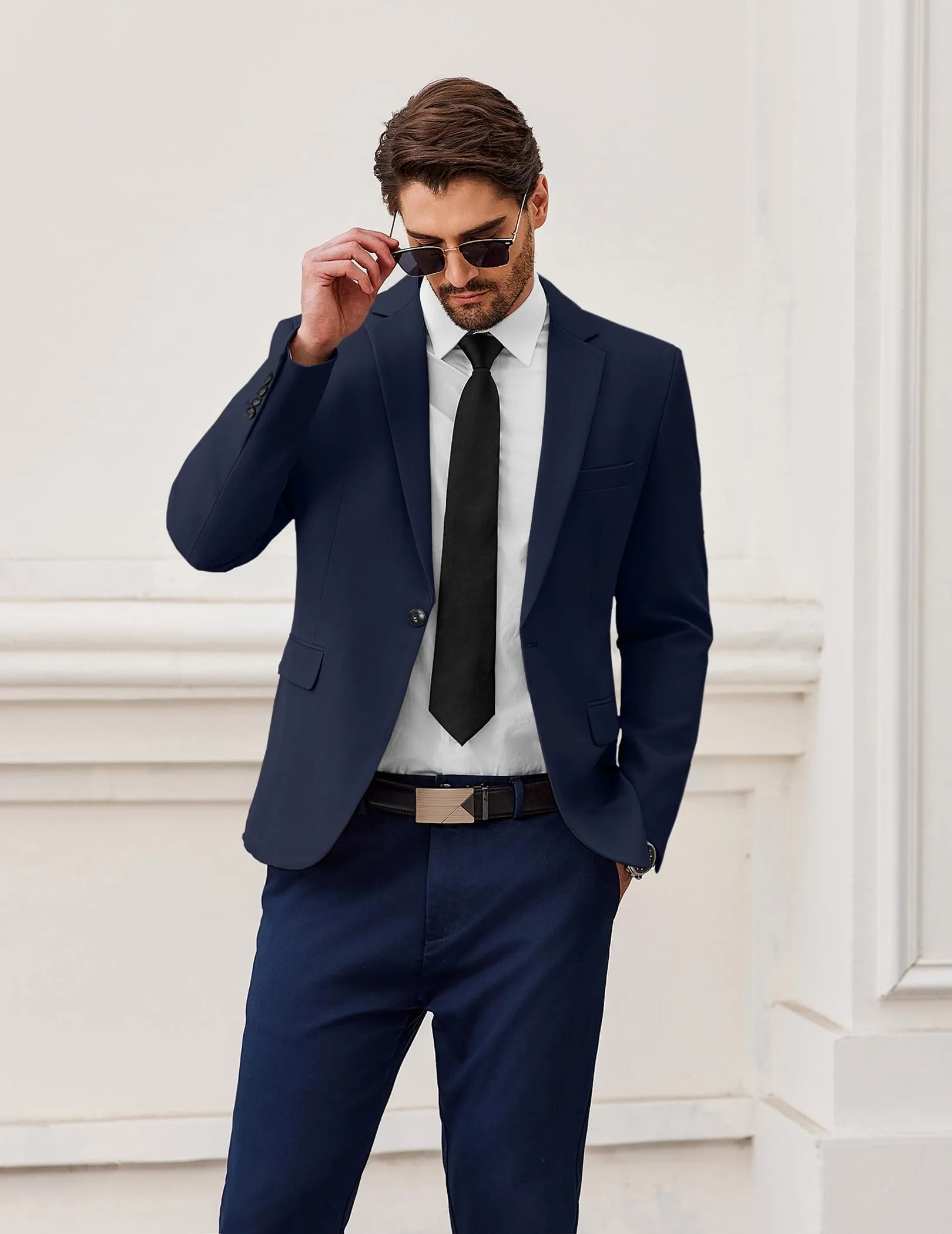 COOFANDY Blazer da Uomo Sportiva 1 Bottone Blu Scuro M - immagine 3