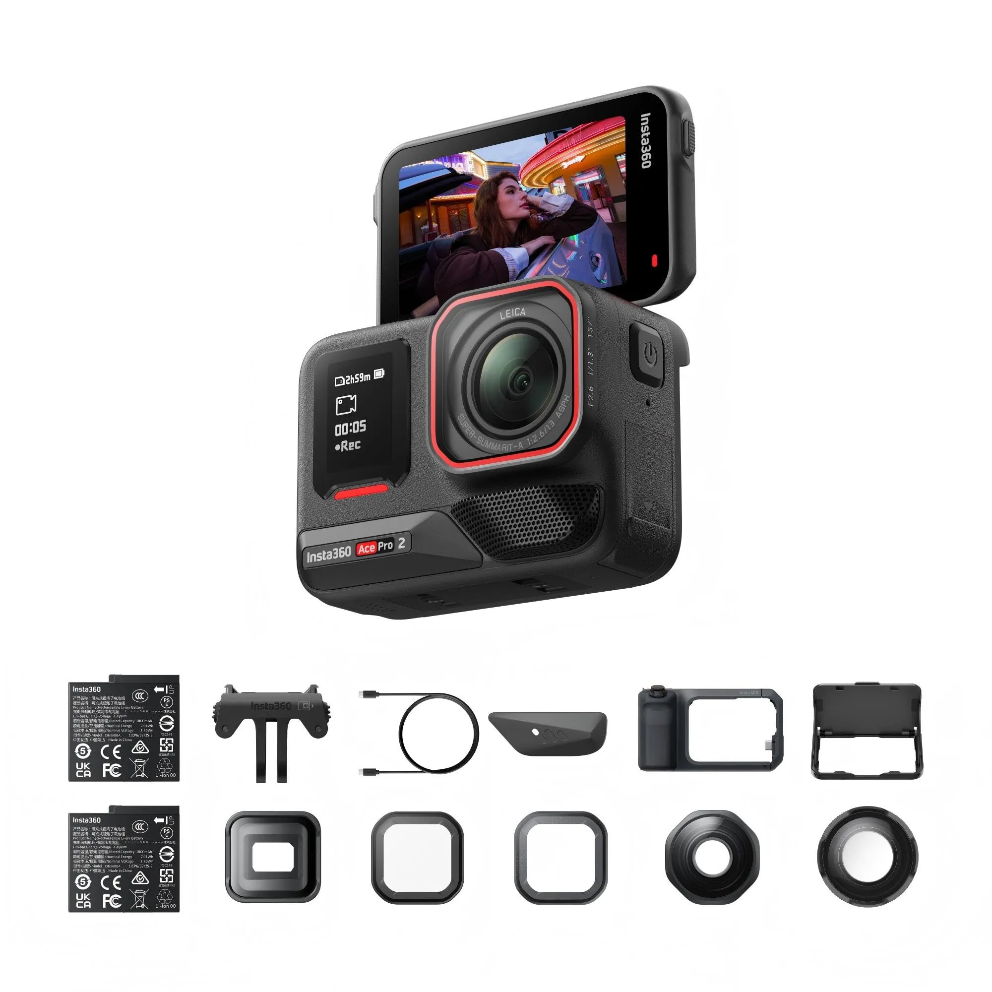 Insta360 Ace Pro 2 Action Cam 8K Leica con Kit impugnatura Xplorer Pro, lenti cinematografica, primi piani, ultragrandangolo, filtro Black Mist e filtro stellare - immagine 1