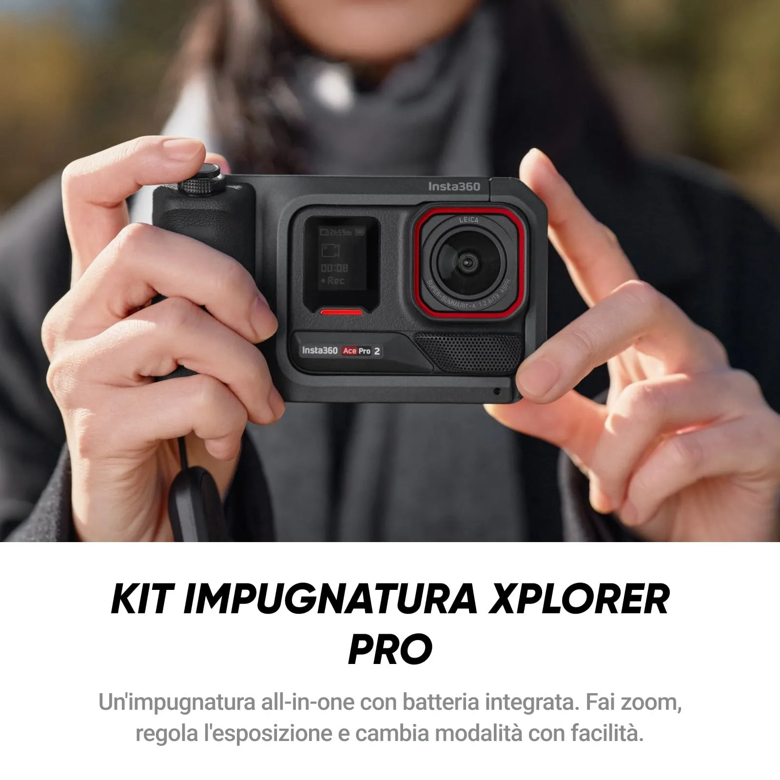 Insta360 Ace Pro 2 Action Cam 8K Leica con Kit impugnatura Xplorer Pro, lenti cinematografica, primi piani, ultragrandangolo, filtro Black Mist e filtro stellare - immagine 3