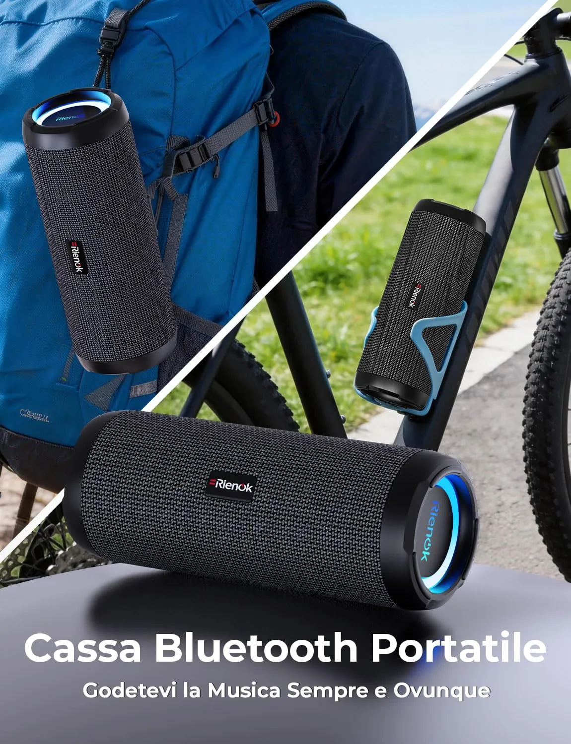 RIENOK S1 mini Cassa Bluetooth Portatile 40W IPX7 con Equalizzatore - immagine 9