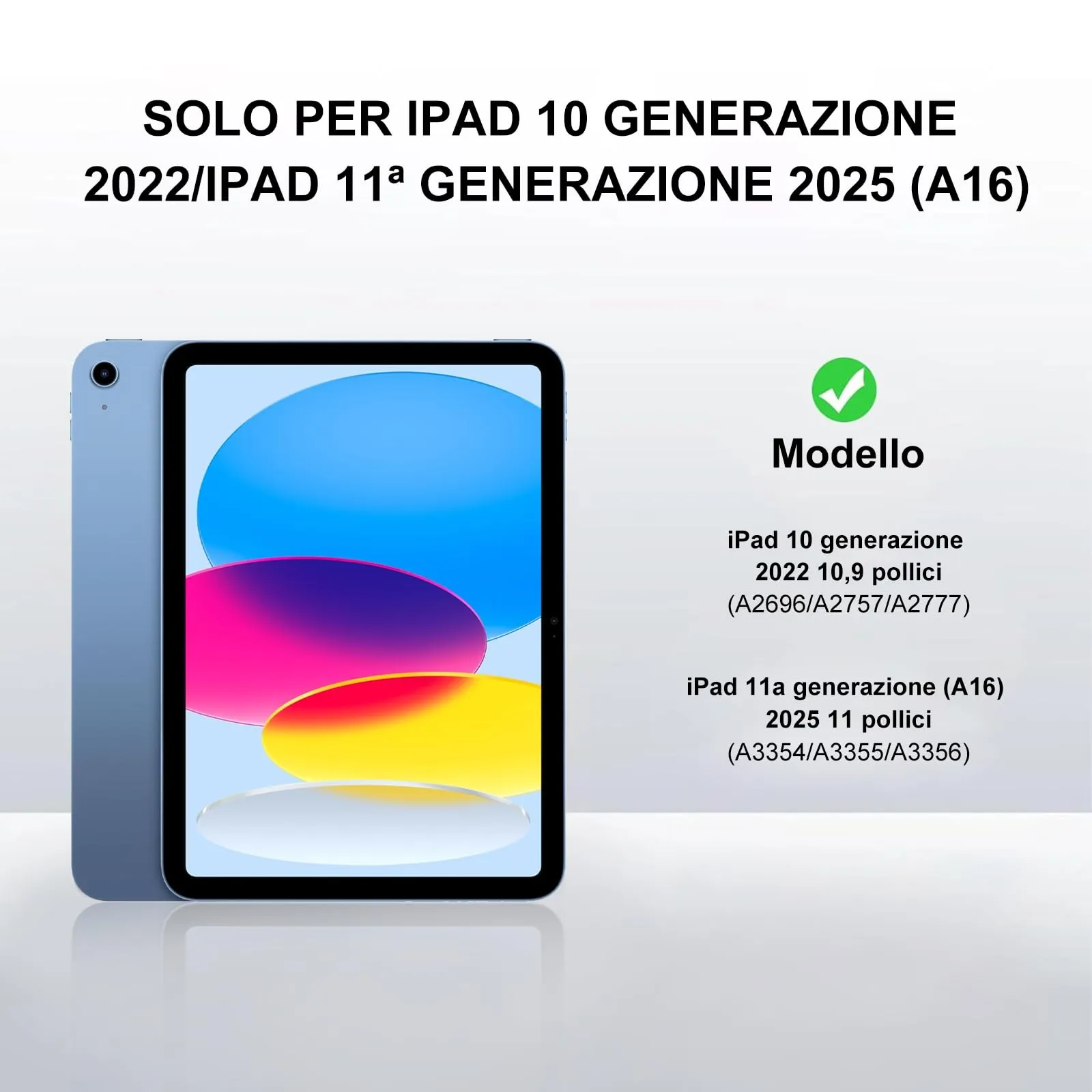 IVEOPPE Tastiera e Custodia per iPad 11 Generazione 11" (2025) e iPad 10 Generazione 10.9" (2022) A16 - immagine 2
