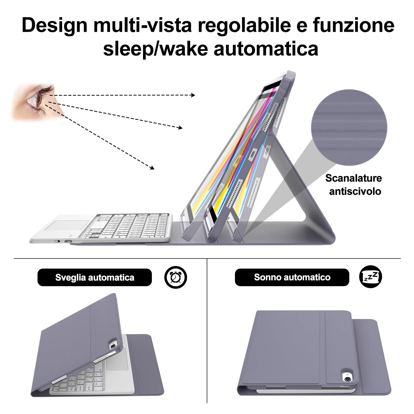 IVEOPPE Tastiera e Custodia per iPad 11 Generazione 11" (2025) e iPad 10 Generazione 10.9" (2022) A16 - immagine 6