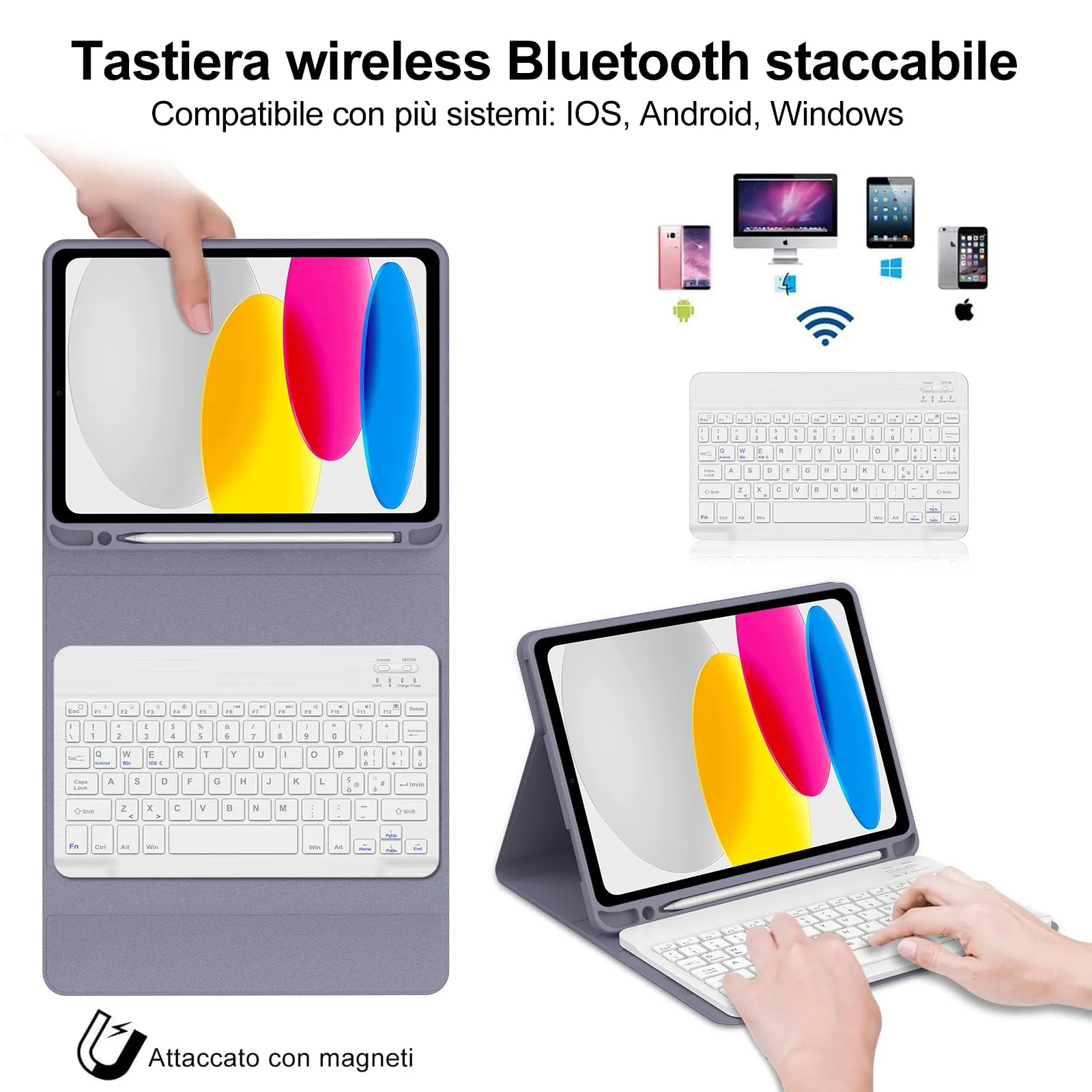 IVEOPPE Tastiera per iPad 11 Generazione 11" (2025) e 10 Generazione 10.9" (2022) Modello A16 - immagine 3