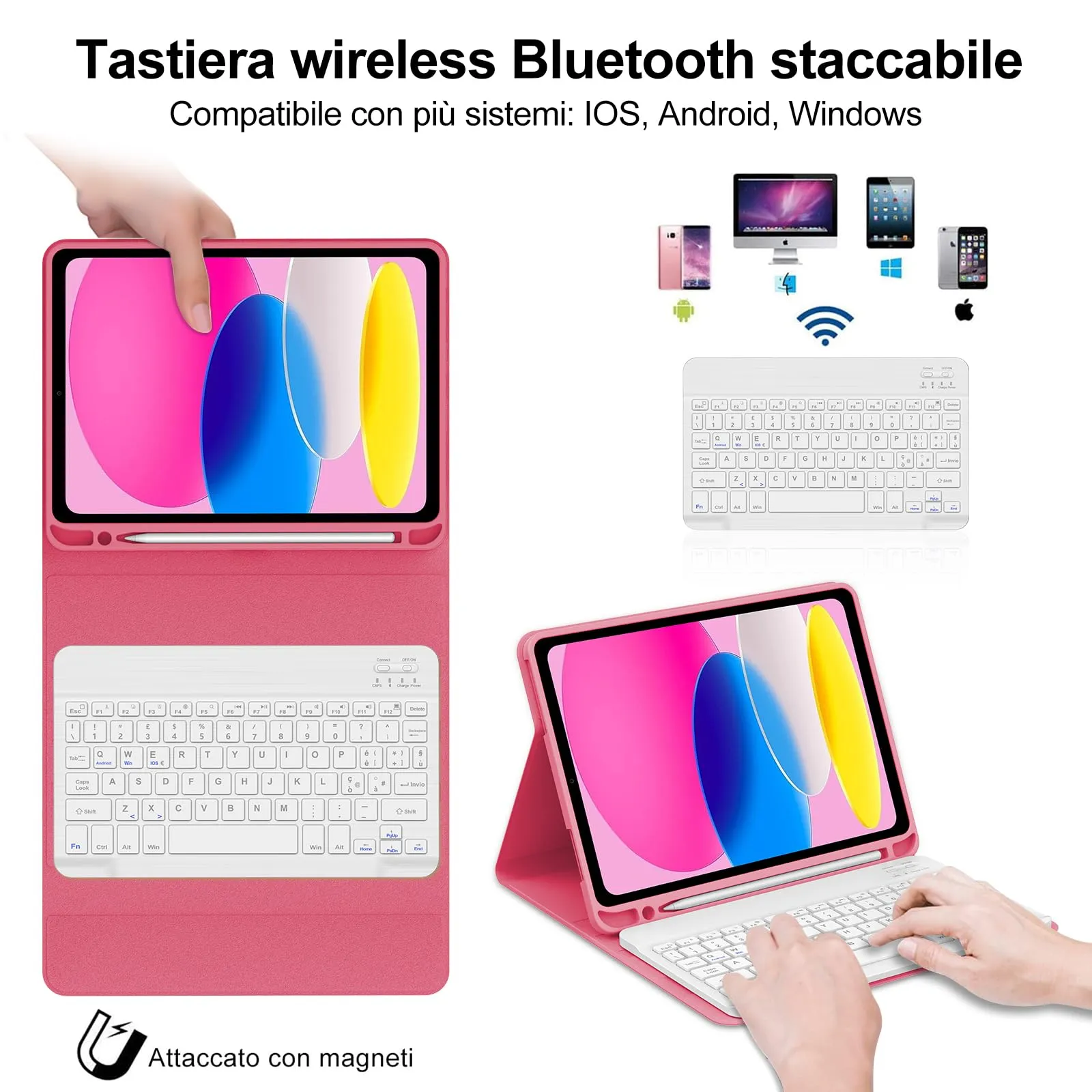 IVEOPPE Tastiera e Custodia per iPad 11 Generazione 11" (2025) e iPad 10 Generazione 10.9" (2022) A16 - immagine 3