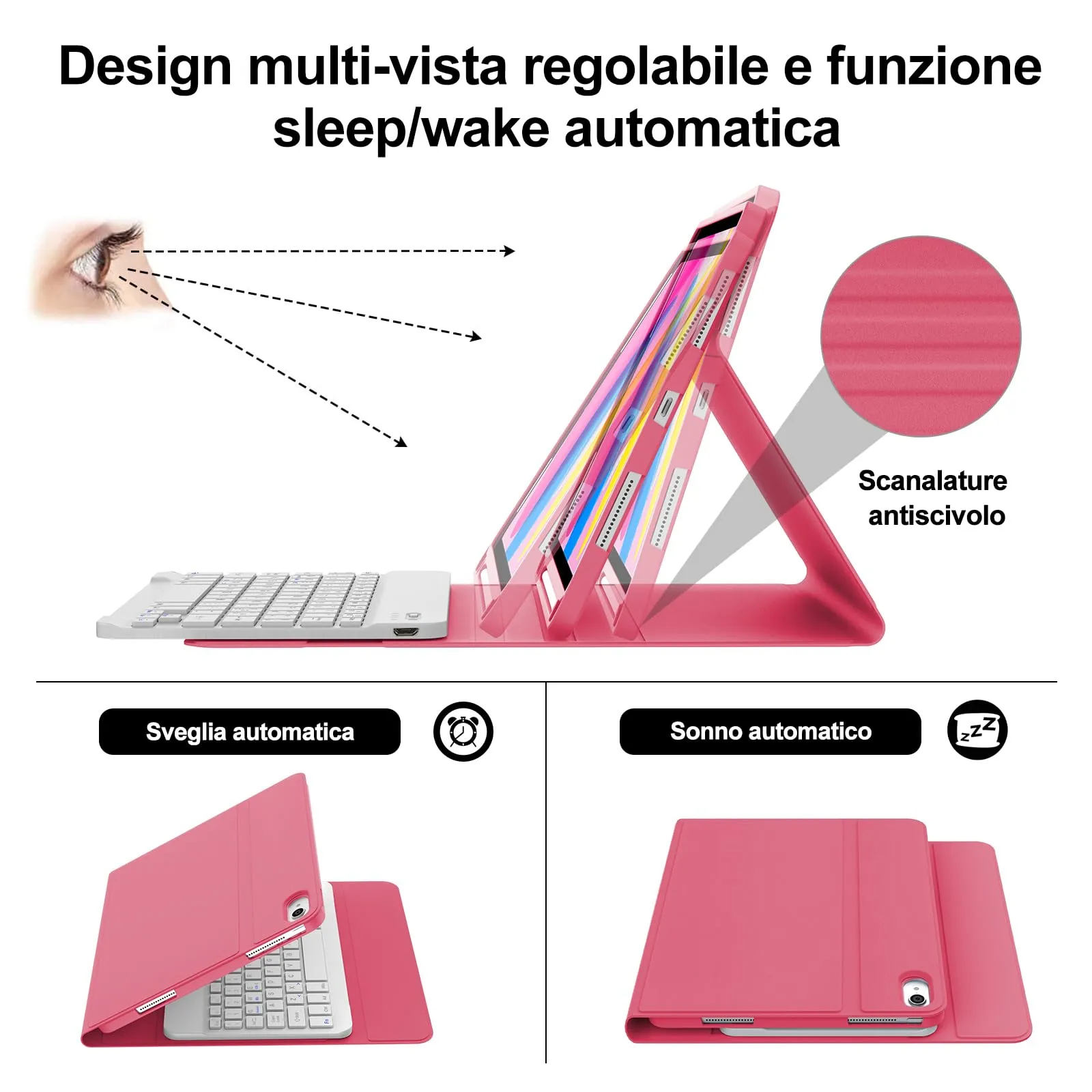 IVEOPPE Tastiera e Custodia per iPad 11 Generazione 11" (2025) e iPad 10 Generazione 10.9" (2022) A16 - immagine 5