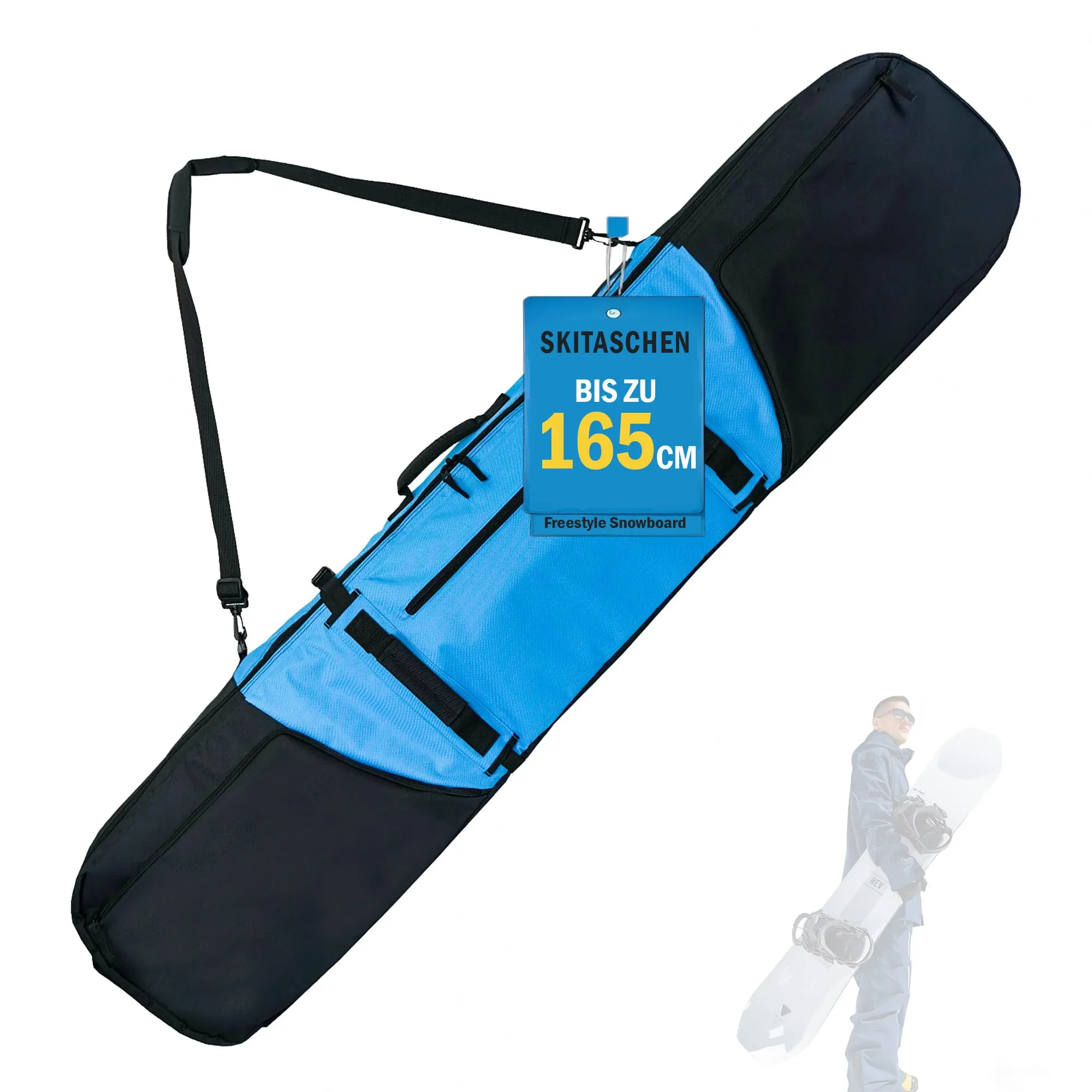 AUMTISC Borsa da Snowboard e Sci Imbottita (2921-Blue, 165 cm) - immagine 1