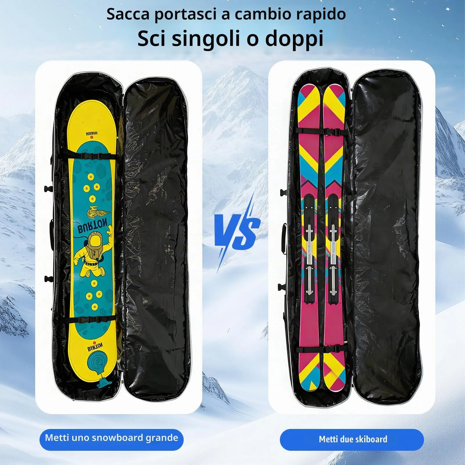 AUMTISC Borsa da Snowboard e Sci Imbottita (2921-Blue, 165 cm) - immagine 6