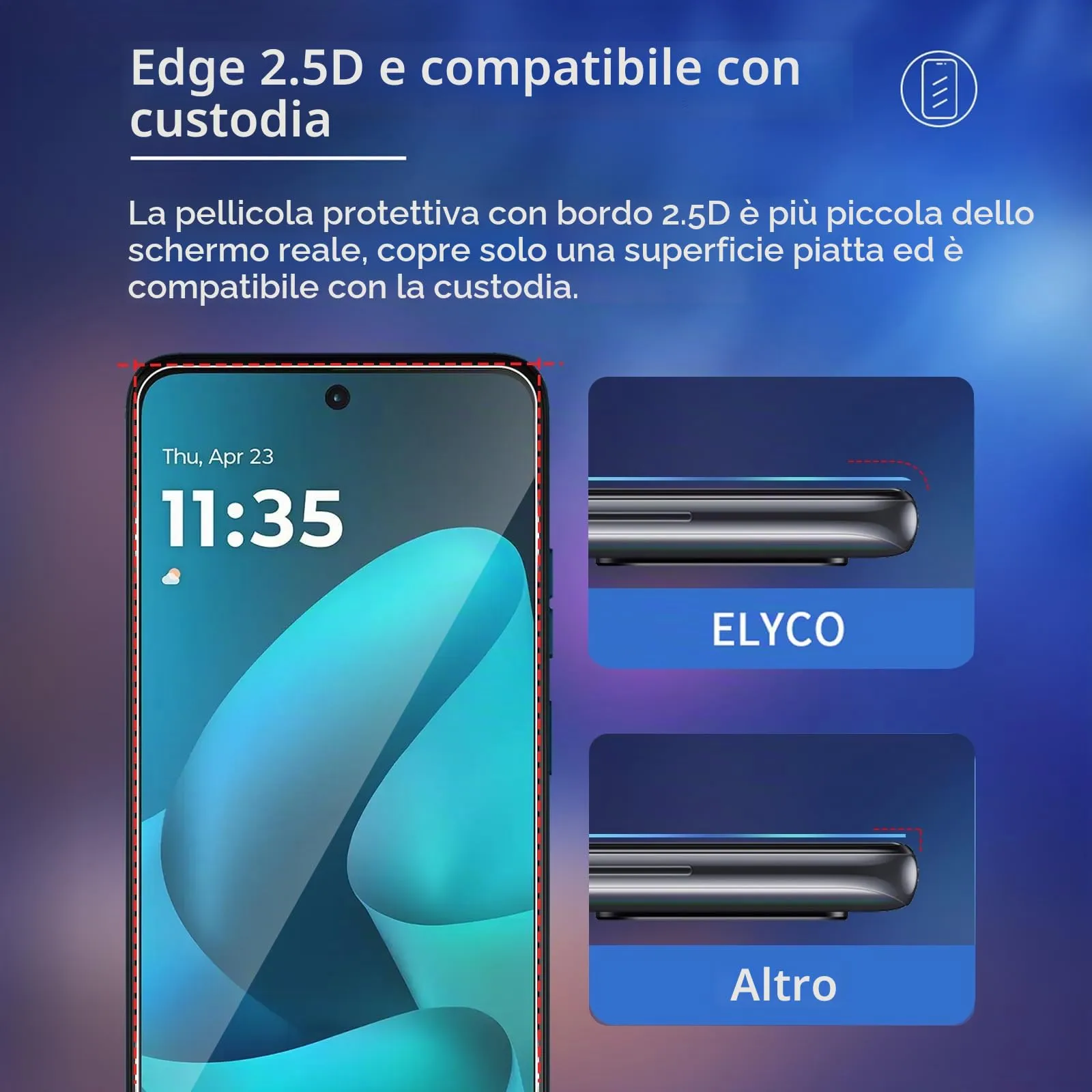 ELYCO Vetro Temperato per Motorola Moto G57, G57 Power, G67 Power, 3+3 Pezzi - immagine 5