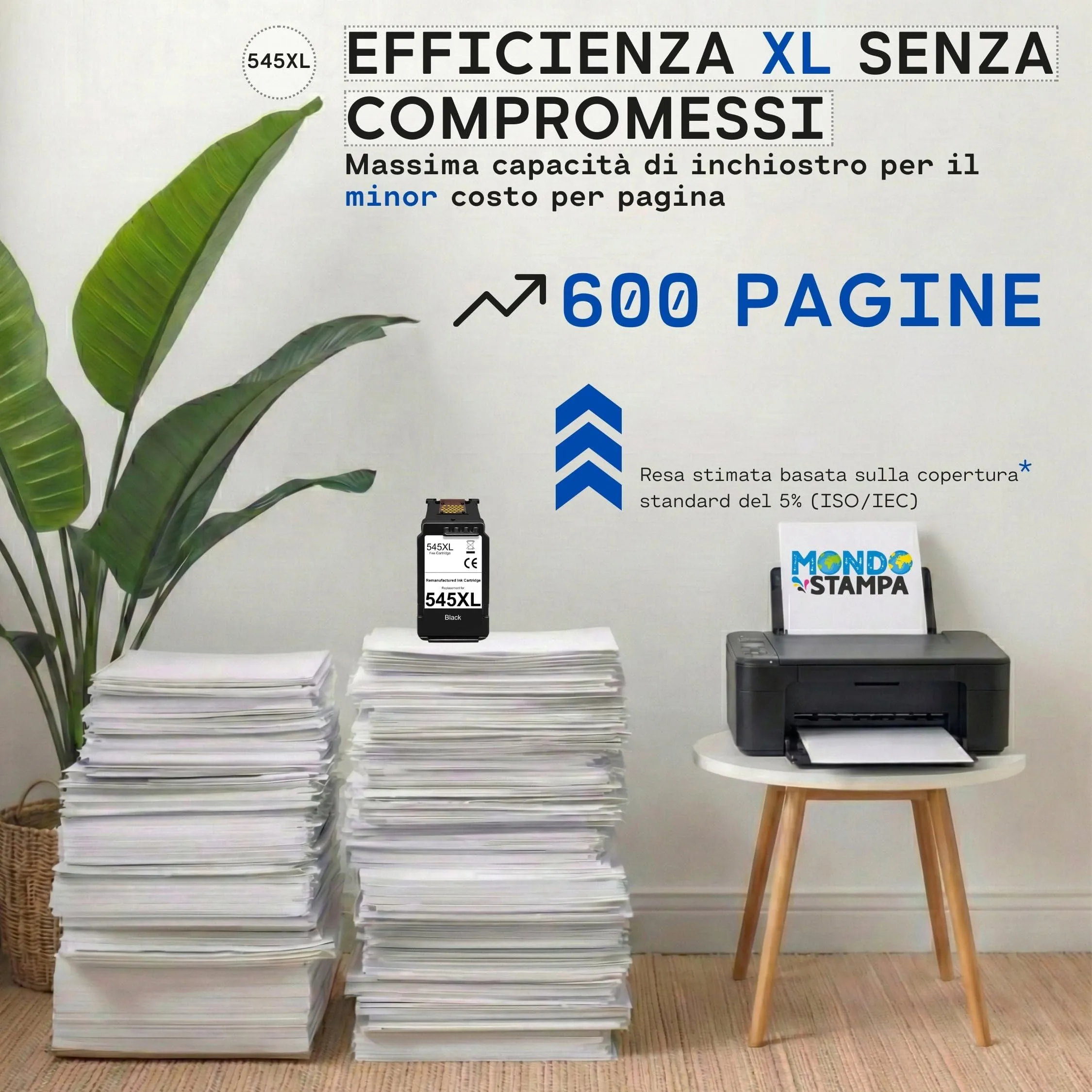 Mondo Stampa Cartuccia Nero Alta Capacità Compatibile con Canon PG-545 XL per Stampanti PIXMA MG2550, TS3150, TR4550 e Serie MG, TS, TR, MX, IP - immagine 3