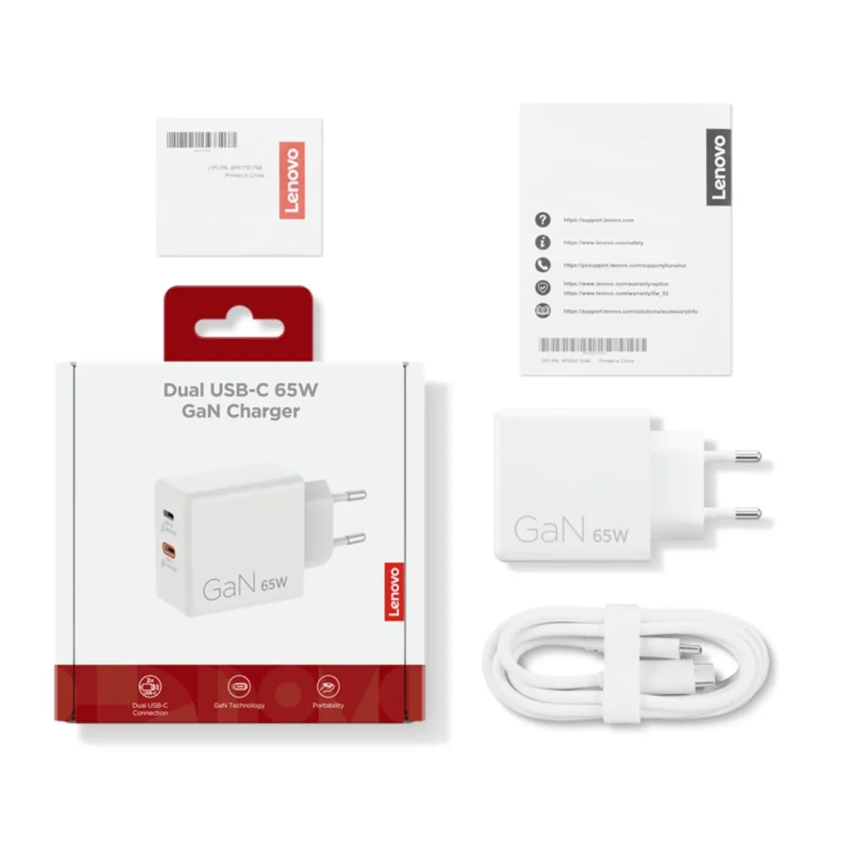 Lenovo Dual USB-C 65W GaN Charger with 1.5m Cable - G0A6065WEU - immagine 9