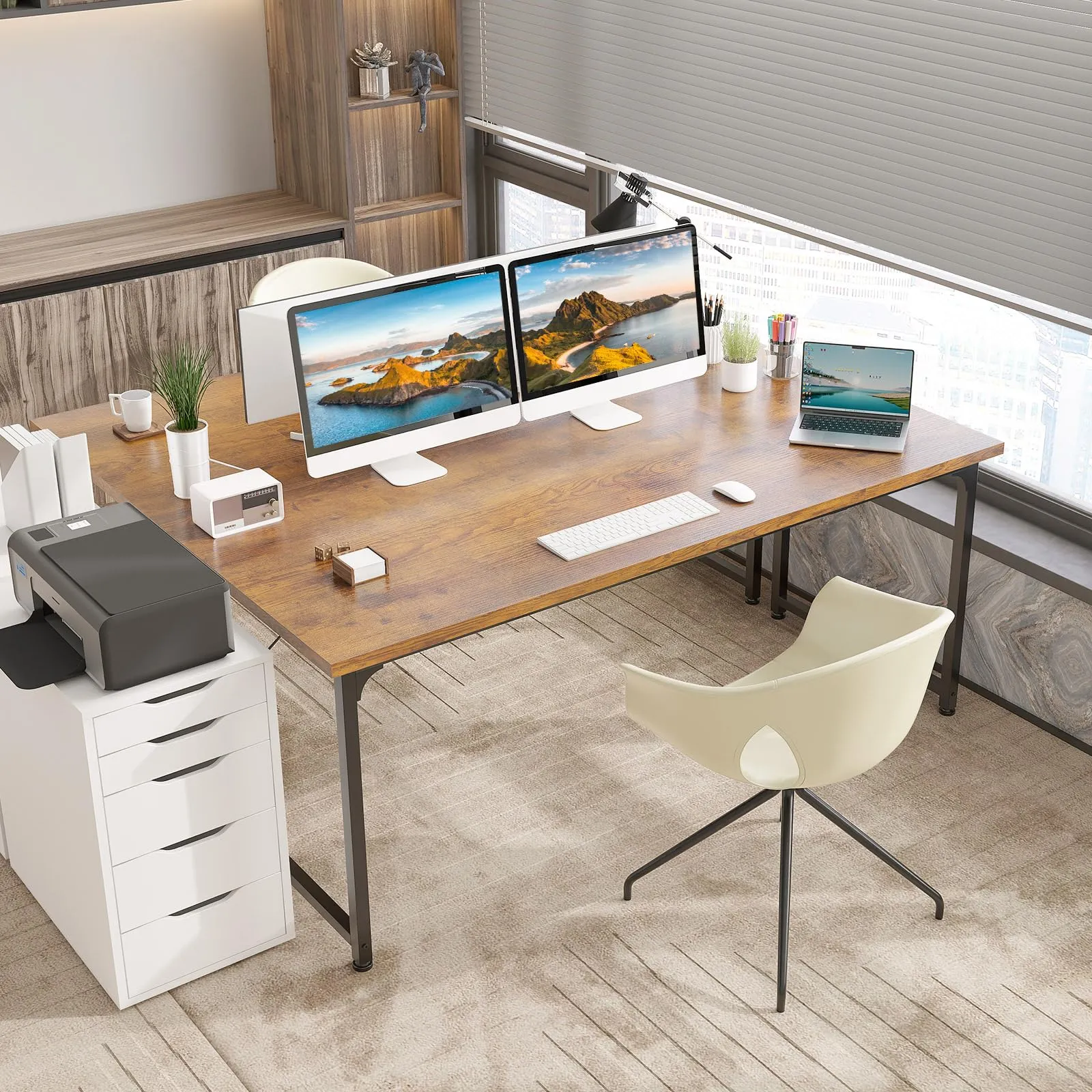 ODK Scrivania per Computer e Ufficio, 160 x 55 cm, Marrone - immagine 2