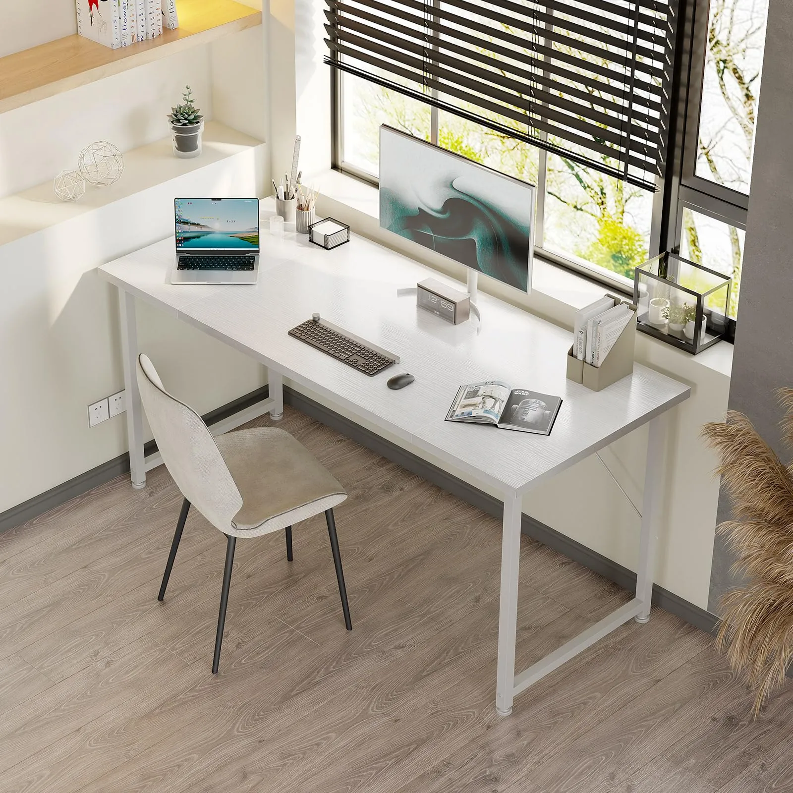 ODK Scrivania per Computer e Ufficio, 140 x 50 cm, Bianca - immagine 2