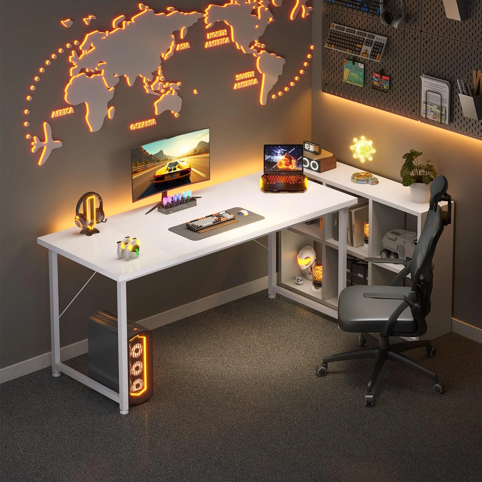 ODK Scrivania per Computer e Ufficio, 140 x 50 cm, Bianca - immagine 3