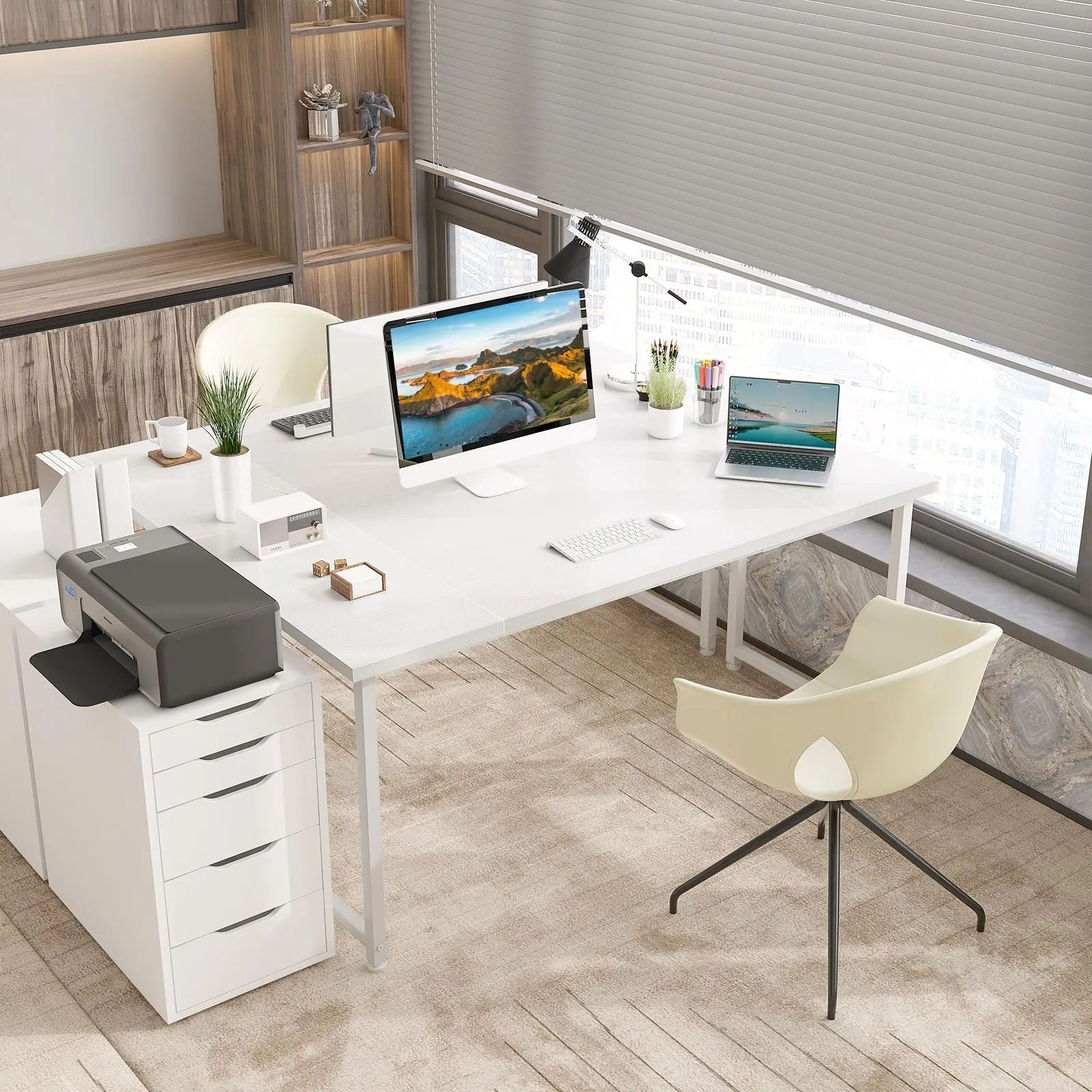 ODK Scrivania per Computer e Ufficio, 140 x 50 cm, Bianca - immagine 4
