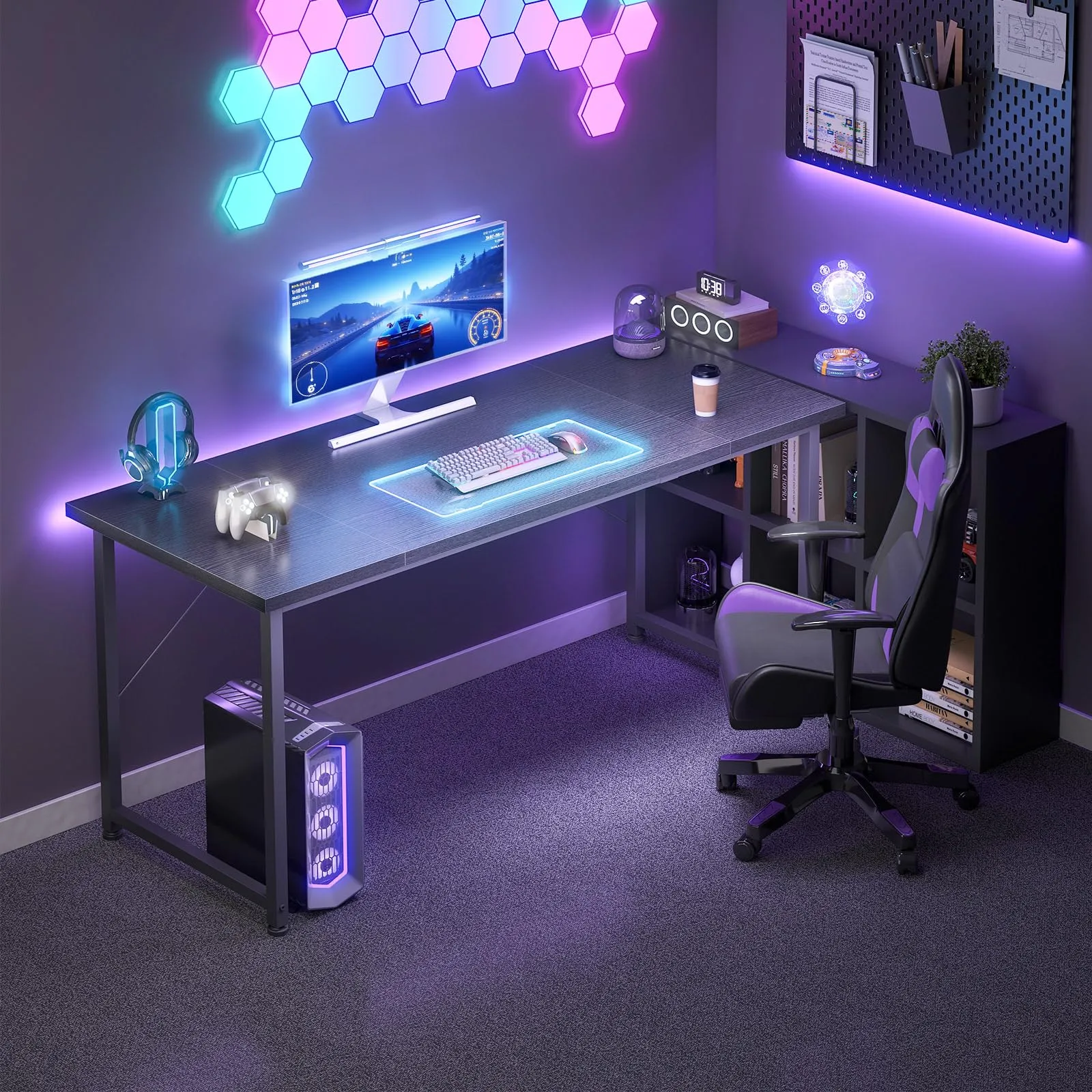 ODK Scrivania per Computer e Ufficio, 140 x 50 cm, Nera - immagine 4