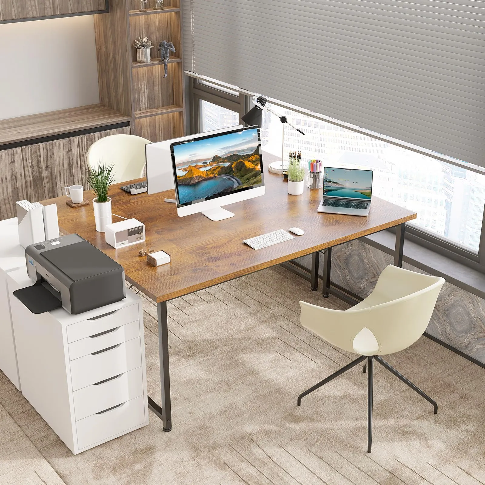 ODK Scrivania per Computer e Ufficio, 140 x 50 cm, Marrone - immagine 3