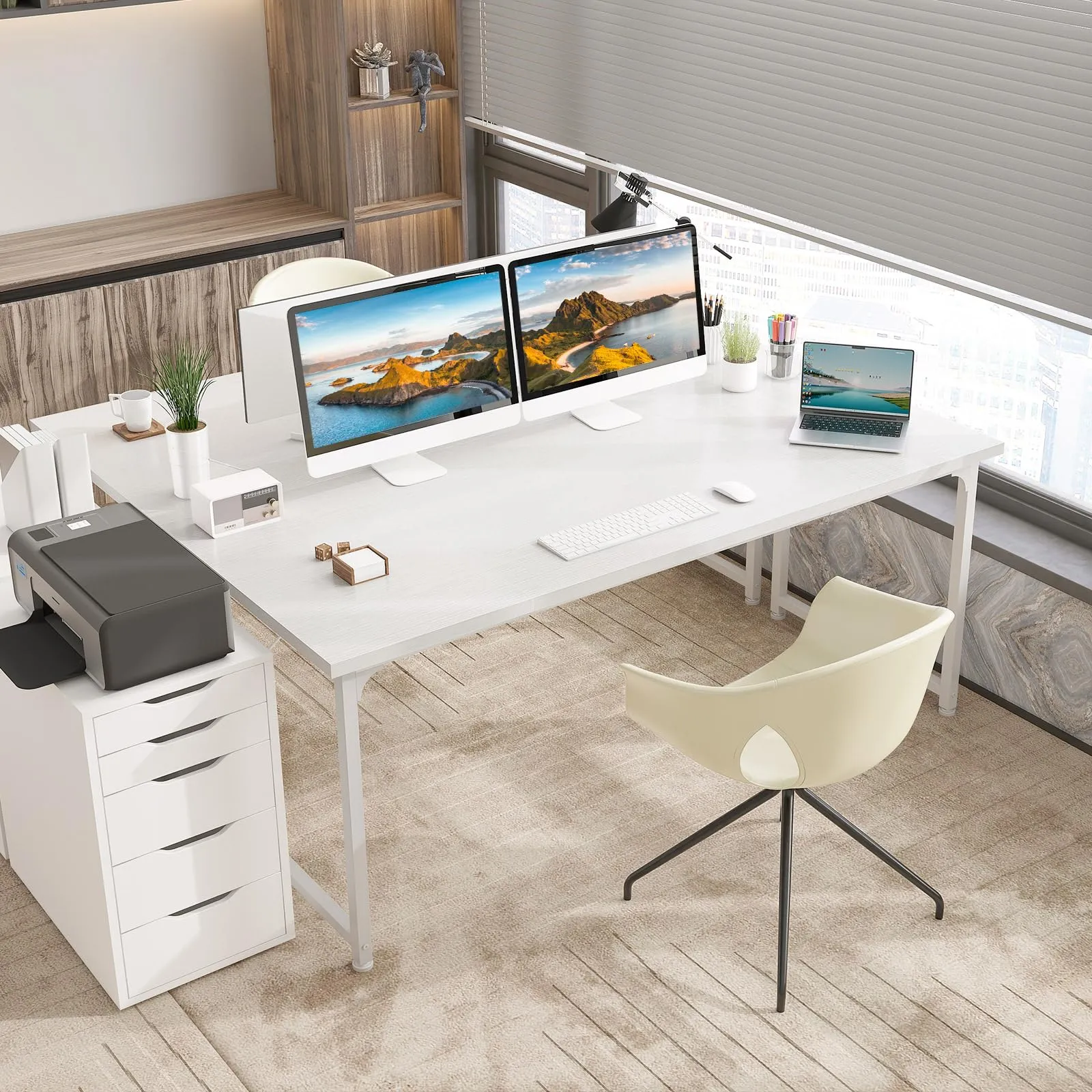 ODK Scrivania per Computer e Ufficio, 160 x 55 cm, Bianca - immagine 2