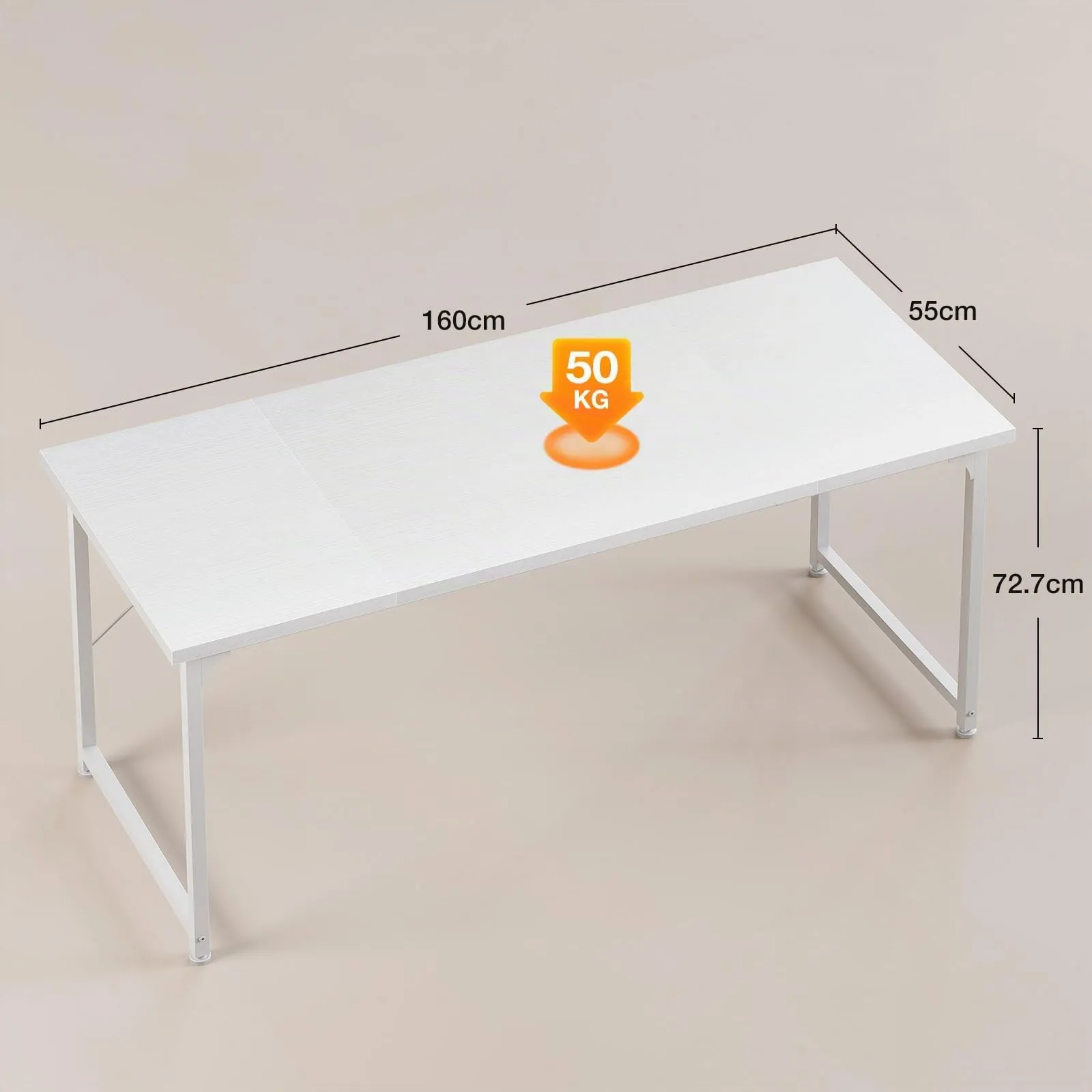 ODK Scrivania per Computer e Ufficio, 160 x 55 cm, Bianca - immagine 5