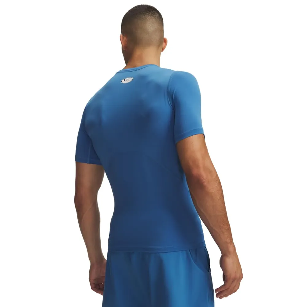 Under Armour Men's Heatgear Compression Shirt - Aegean Blue/White - XL - immagine 2