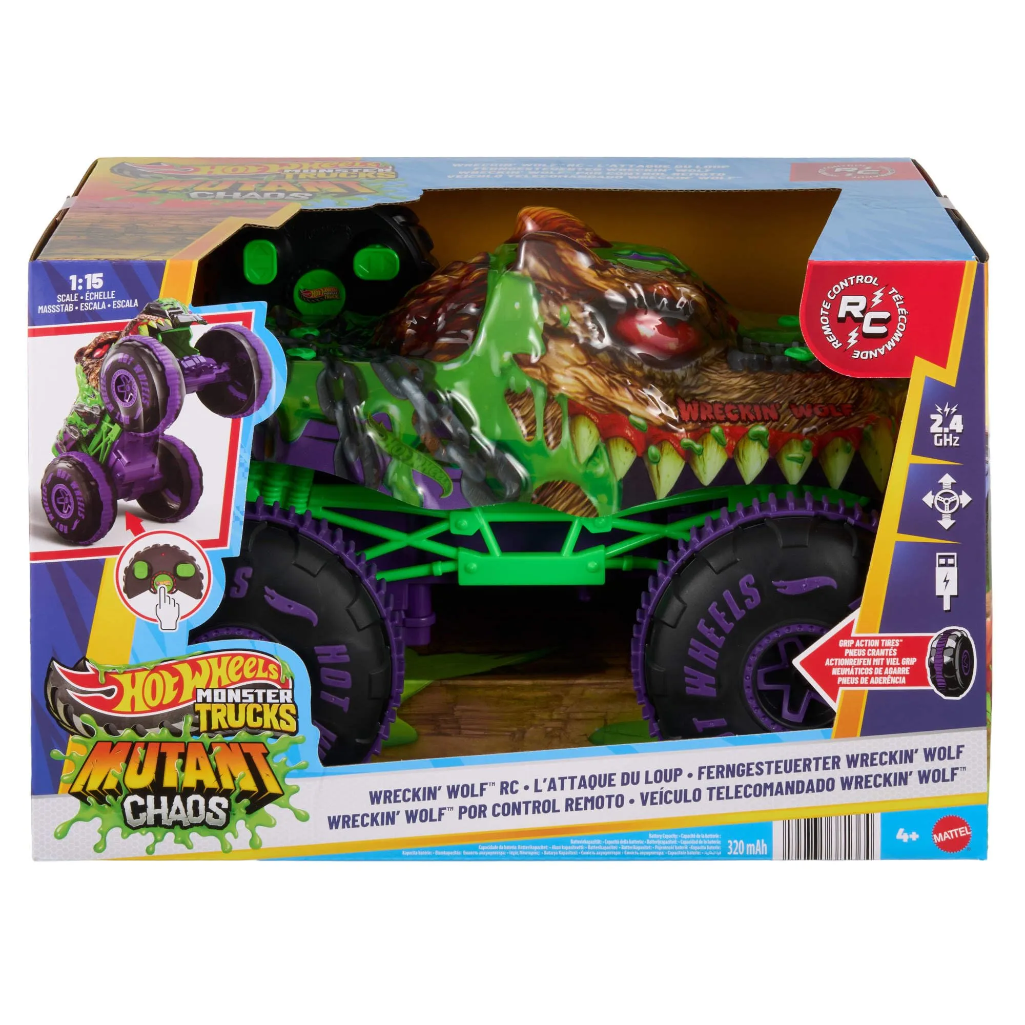 Hot Wheels Monster Trucks Mutant Chaos RC Wreckin’ Wolf JMM77 - immagine 6