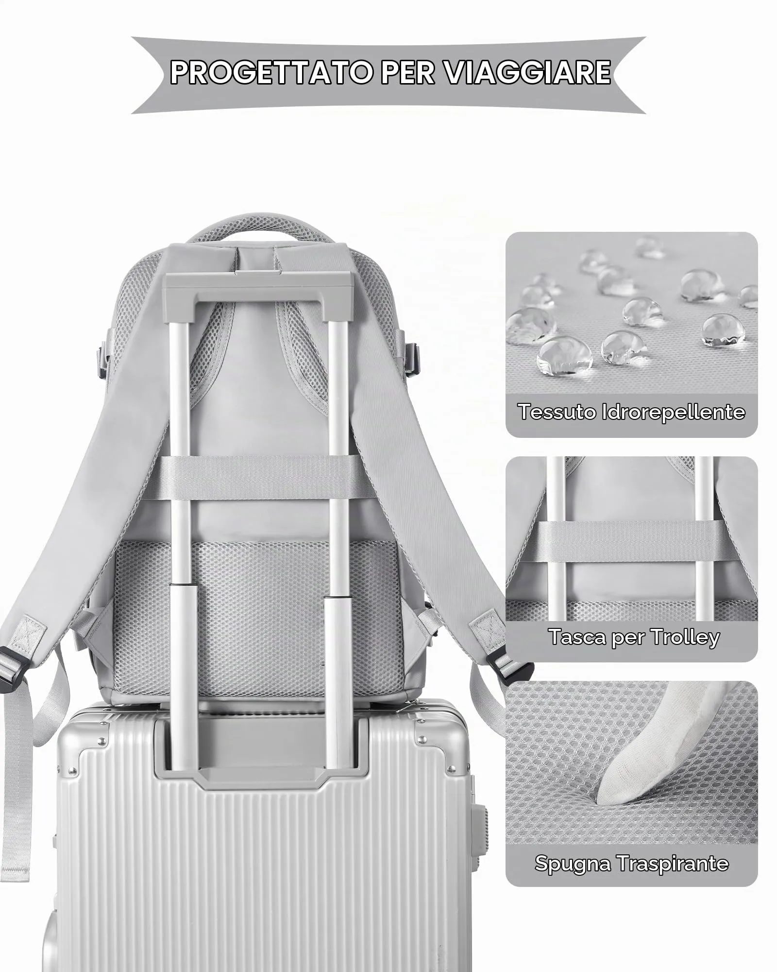 SZLX Zaino da Viaggio Bagaglio a Mano per Ryanair, Wizzair, Easyjet, Compatibile con Laptop 14 Pollici, con Scomparto Scarpe, 40x20x25 cm - immagine 7