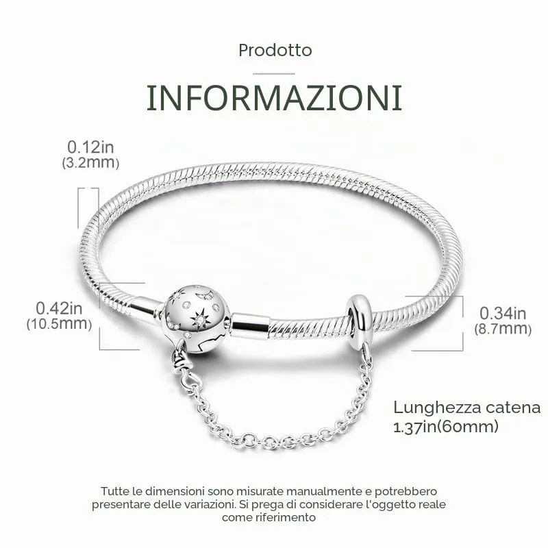 KUNSIR Moments Bracciale Donna in Argento Sterling 925 Snake, Compatibile con Pandora, 18cm - immagine 5