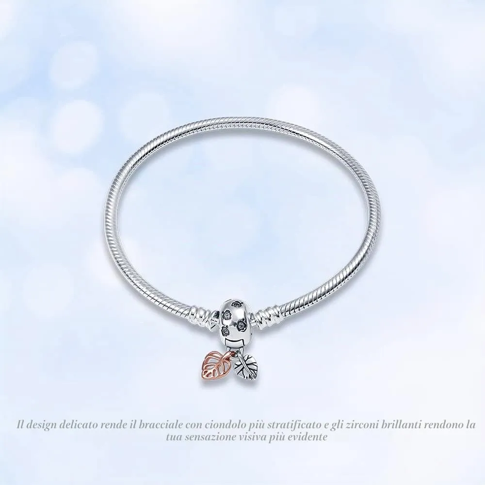 KUNSIR Moments Bracciale Donna in Argento Sterling 925 Snake Compatibile con Pandora 17cm - immagine 2