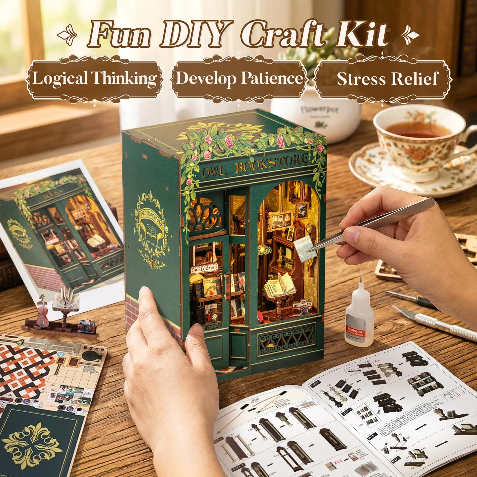 CUTEBEE Book Nook Kit Own Bookstore 1:12 Miniature House BE-SD02 - immagine 2