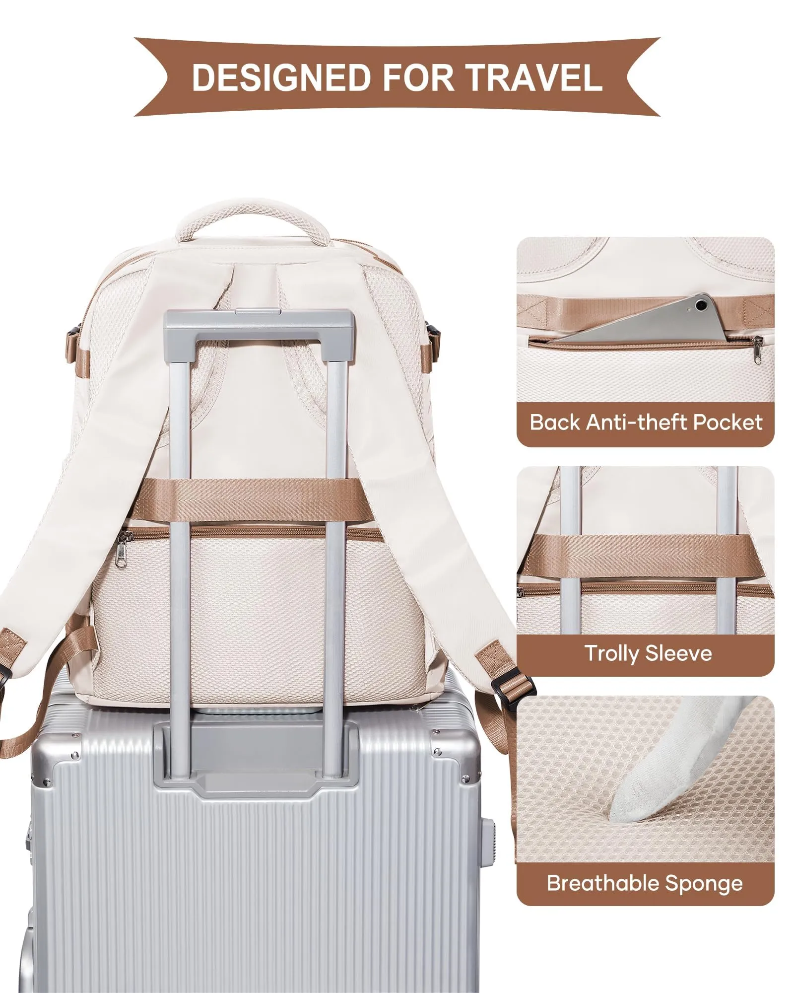 SZLX Zaino da Viaggio 40x30x20 Ryanair Wizzair Impermeabile per Donna con Scomparto per Laptop 14 Pollici e Scarpe - immagine 7