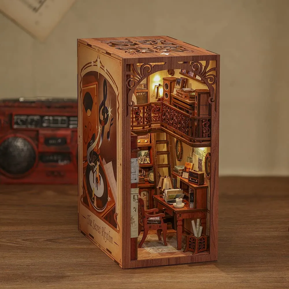 CUTEBEE DIY Book Nook Kit - The Secret Rhythm 3D Wooden Puzzle Model with LED Light, 1:24 - immagine 3