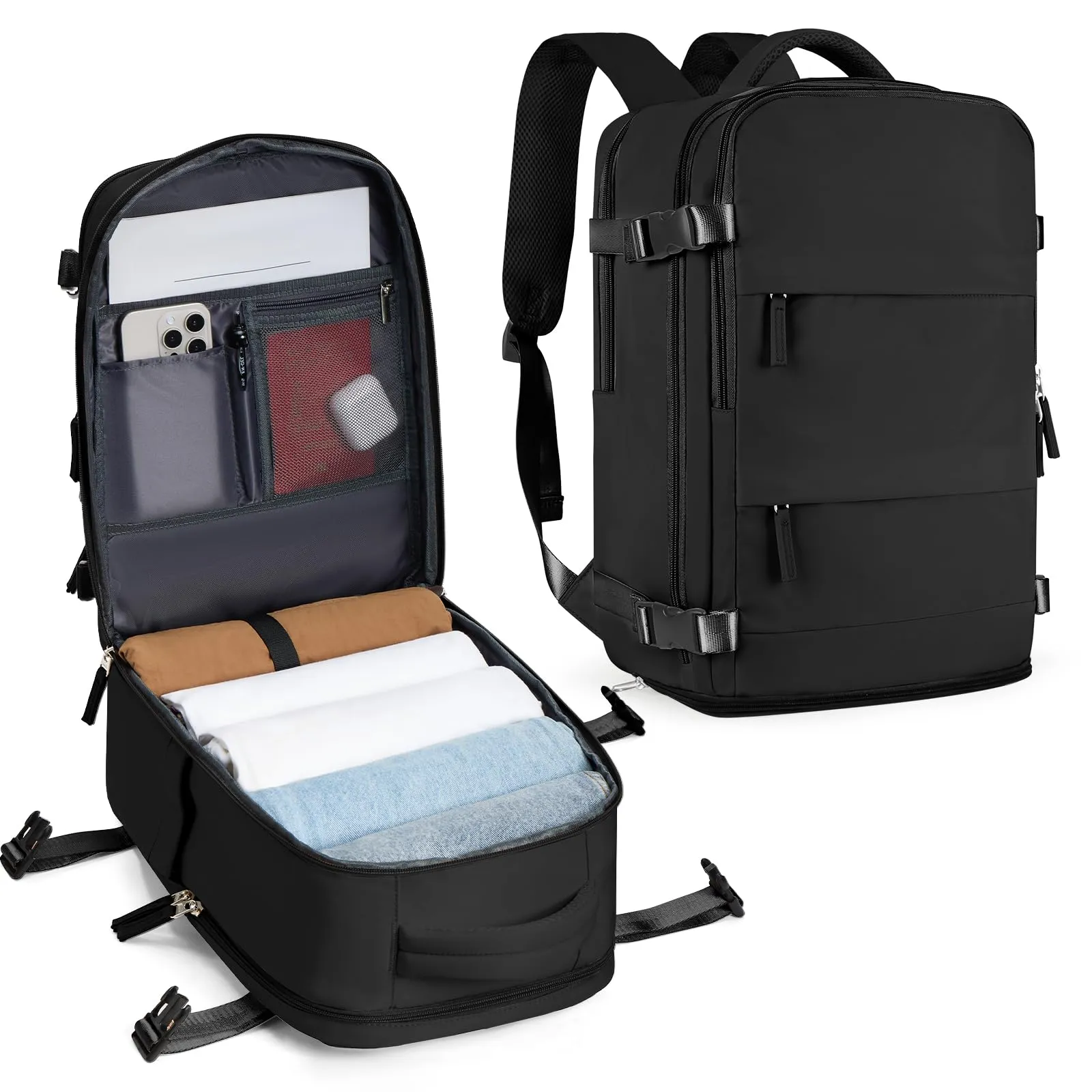 SZLX Zaino da Viaggio Bagaglio a Mano per Ryanair 40x30x20, Wizzair, Easyjet, con Scomparto Laptop 14 Pollici e Porta Scarpe - immagine 1
