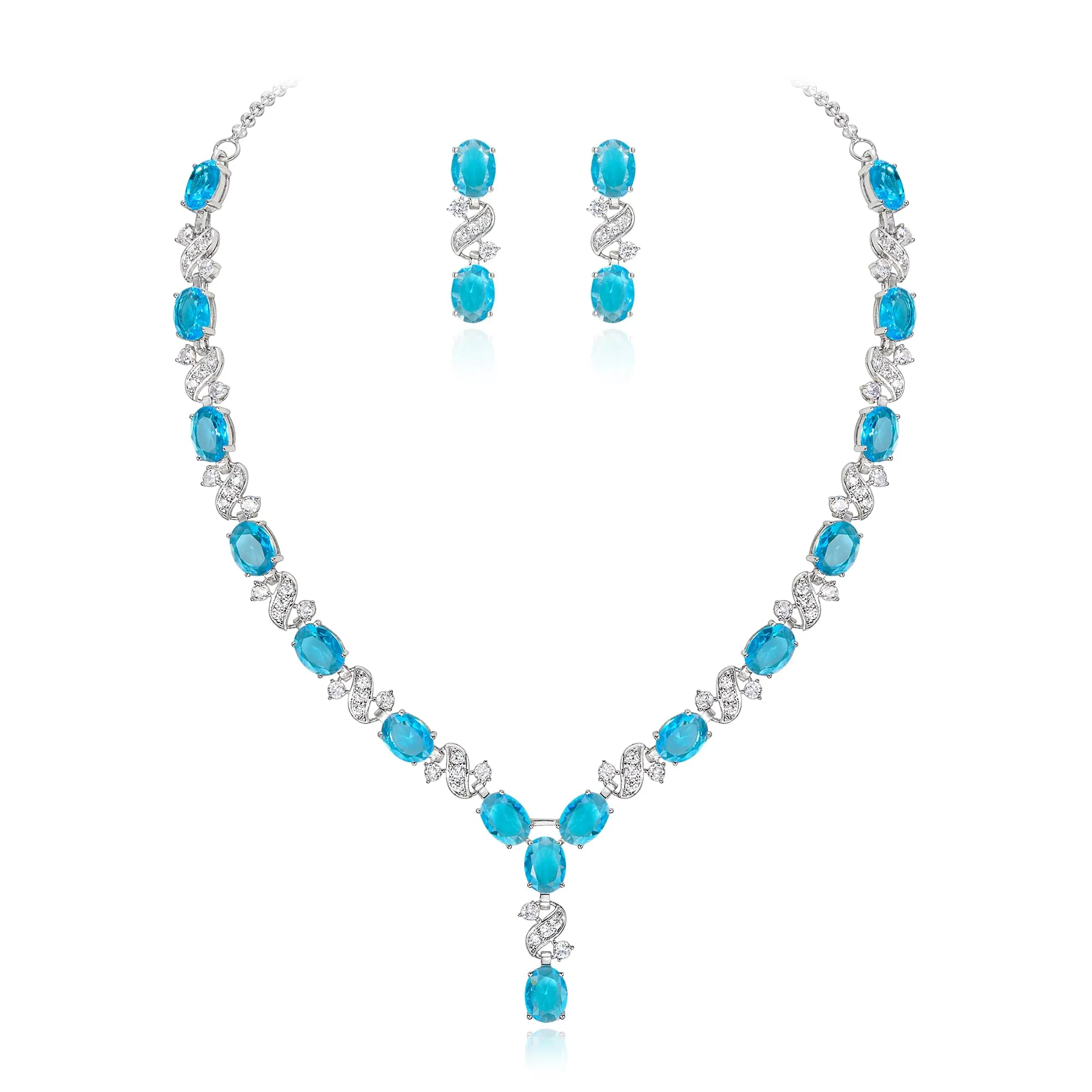 Clearine Parure Gioielli con Collana a Y e Orecchini in Zirconia Cubica Infinito - immagine 1