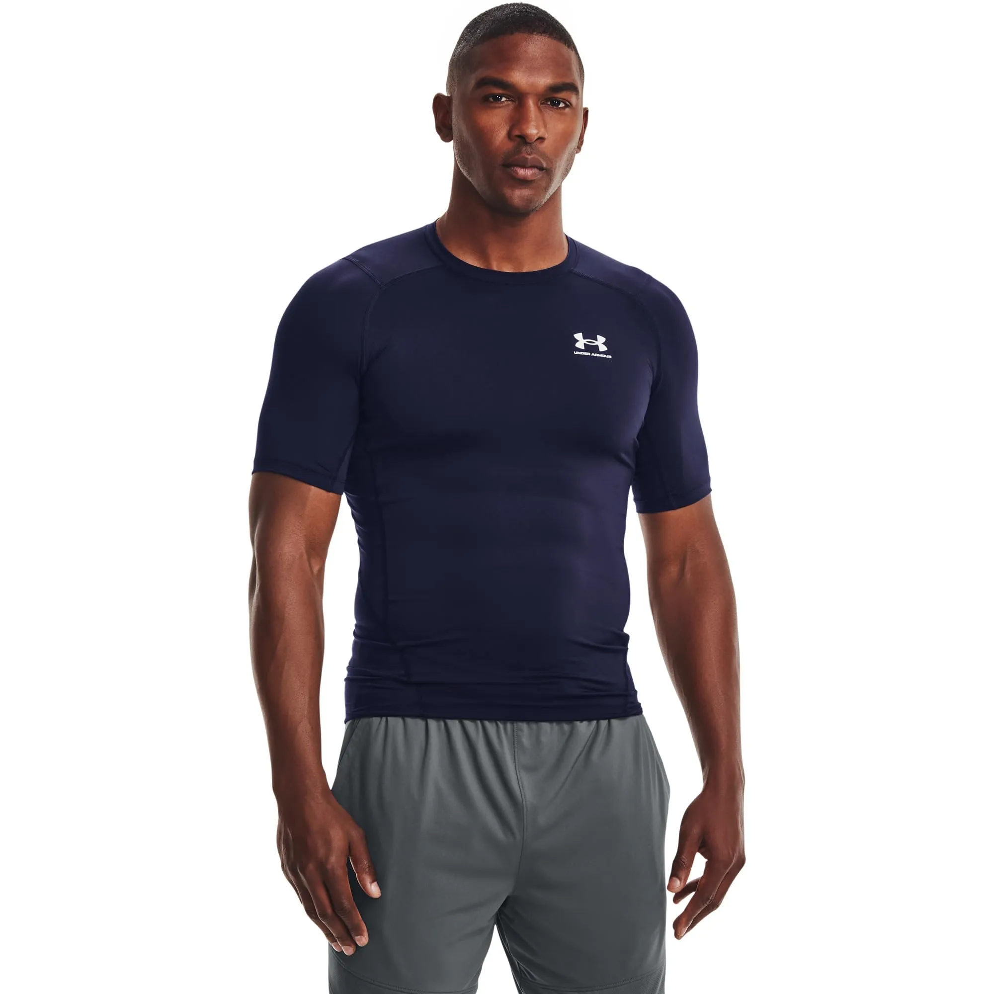 Under Armour HeatGear Compression Short Sleeve T-Shirt - Navy Blue/White, XL Tall - immagine 1