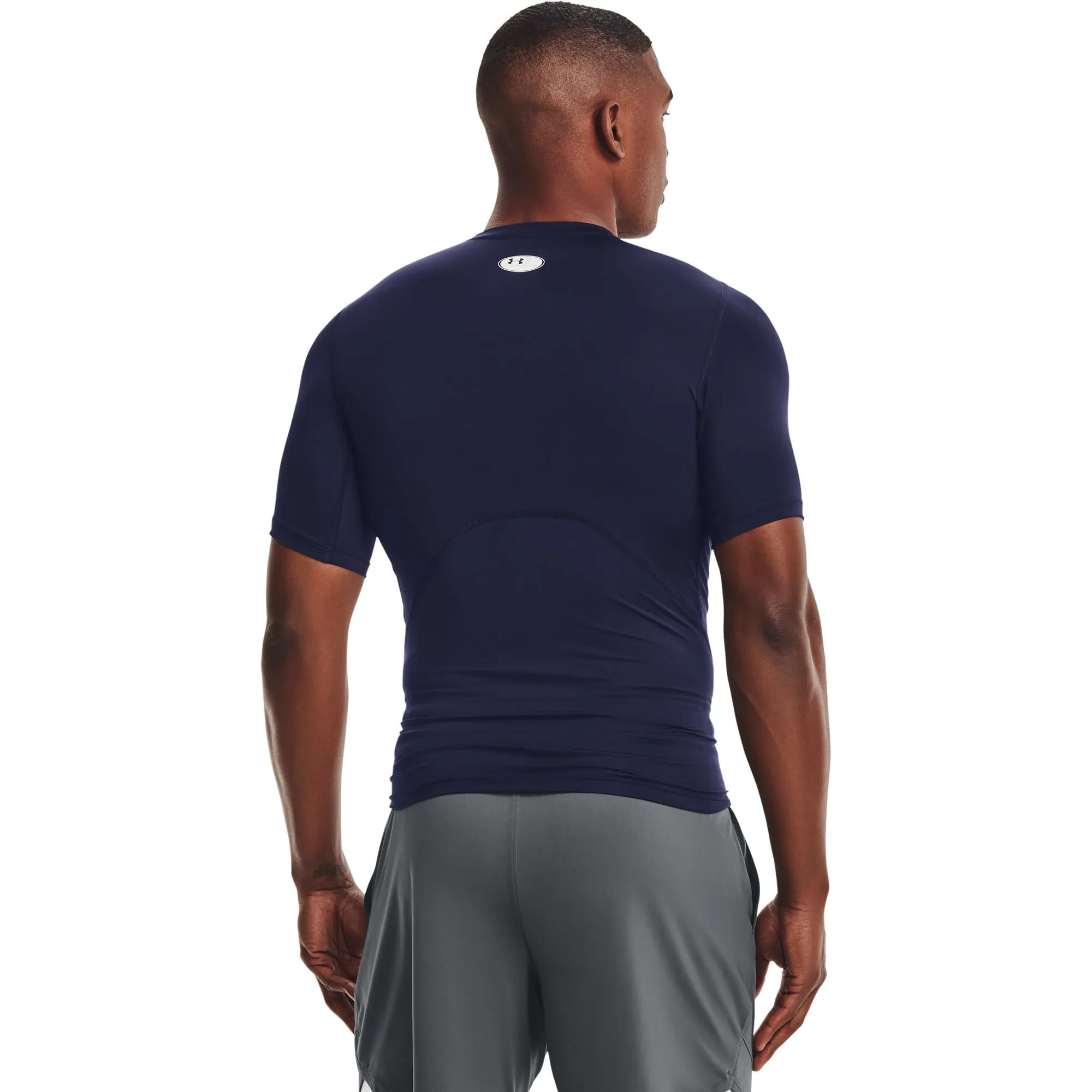 Under Armour HeatGear Compression Short Sleeve T-Shirt - Navy Blue/White, XL Tall - immagine 2