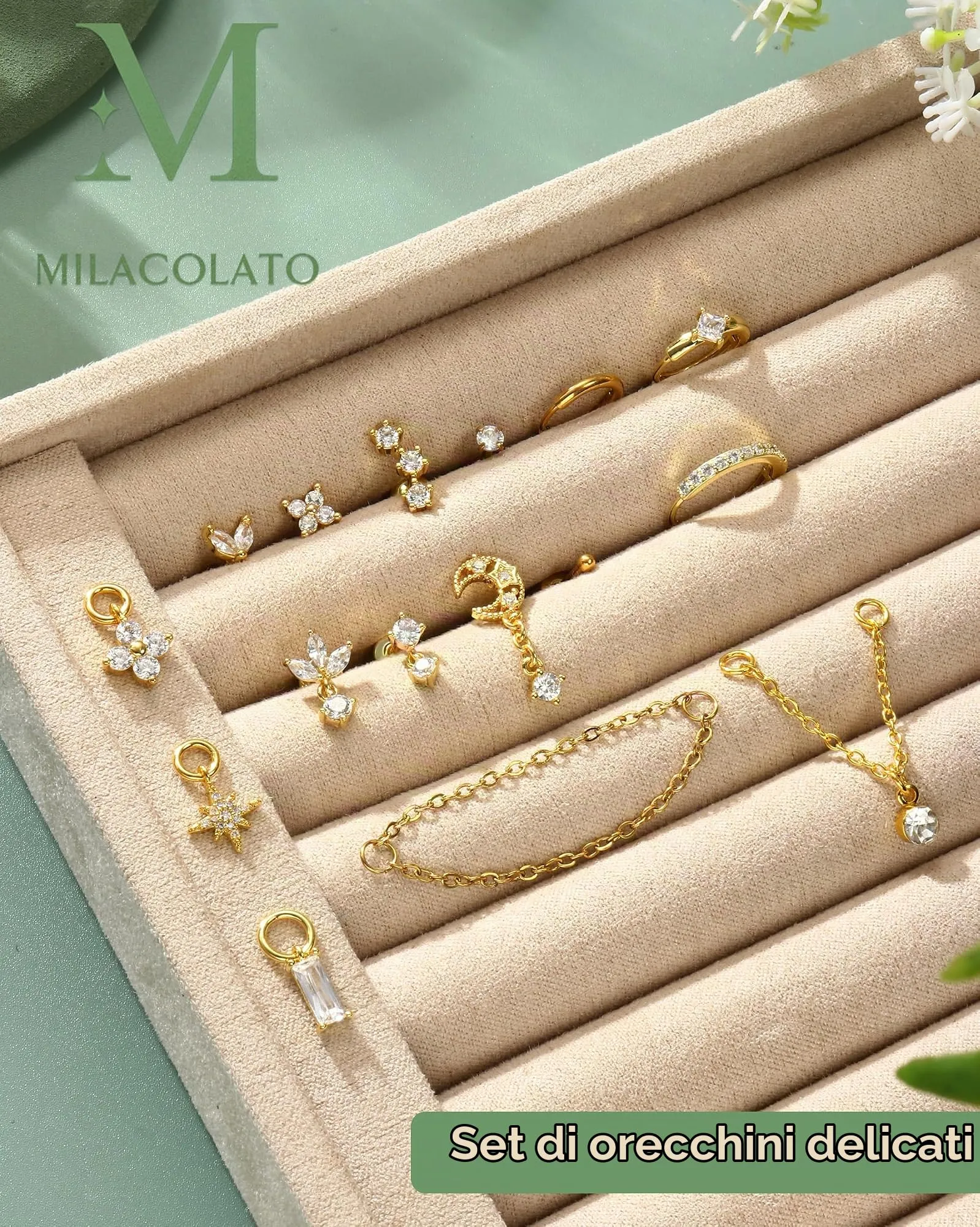 Milacolato Set Piercing Orecchio in Acciaio Chirurgico 316L, 16 Pezzi - immagine 7