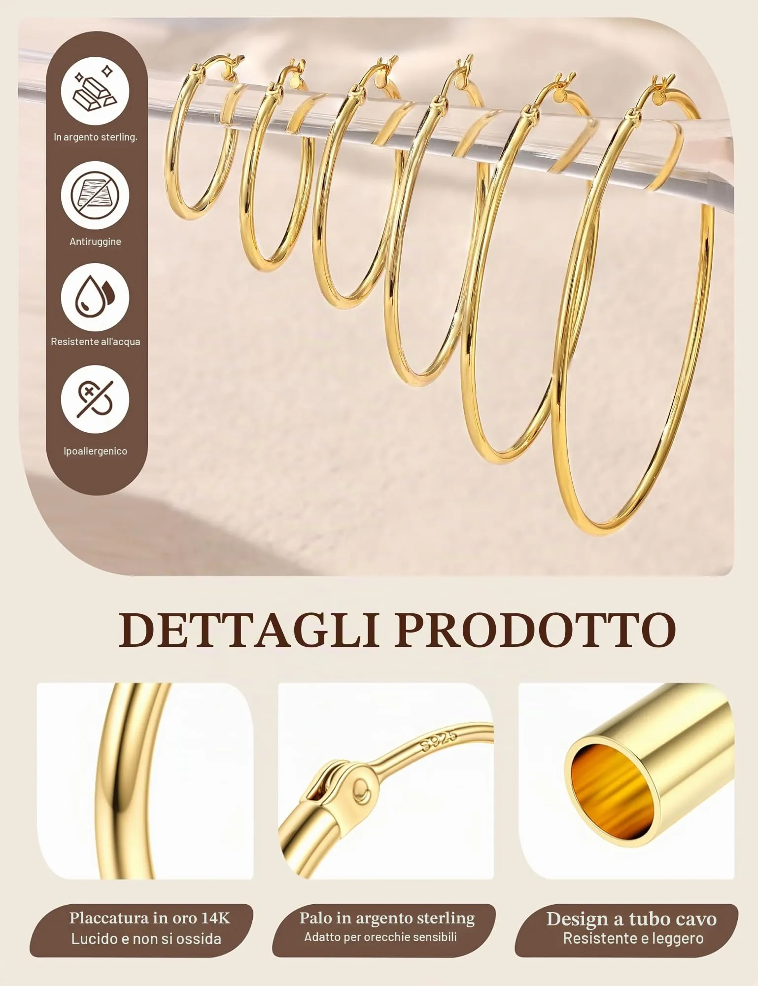 Chriscoco Orecchini Cerchio Argento 925 70MM - immagine 2