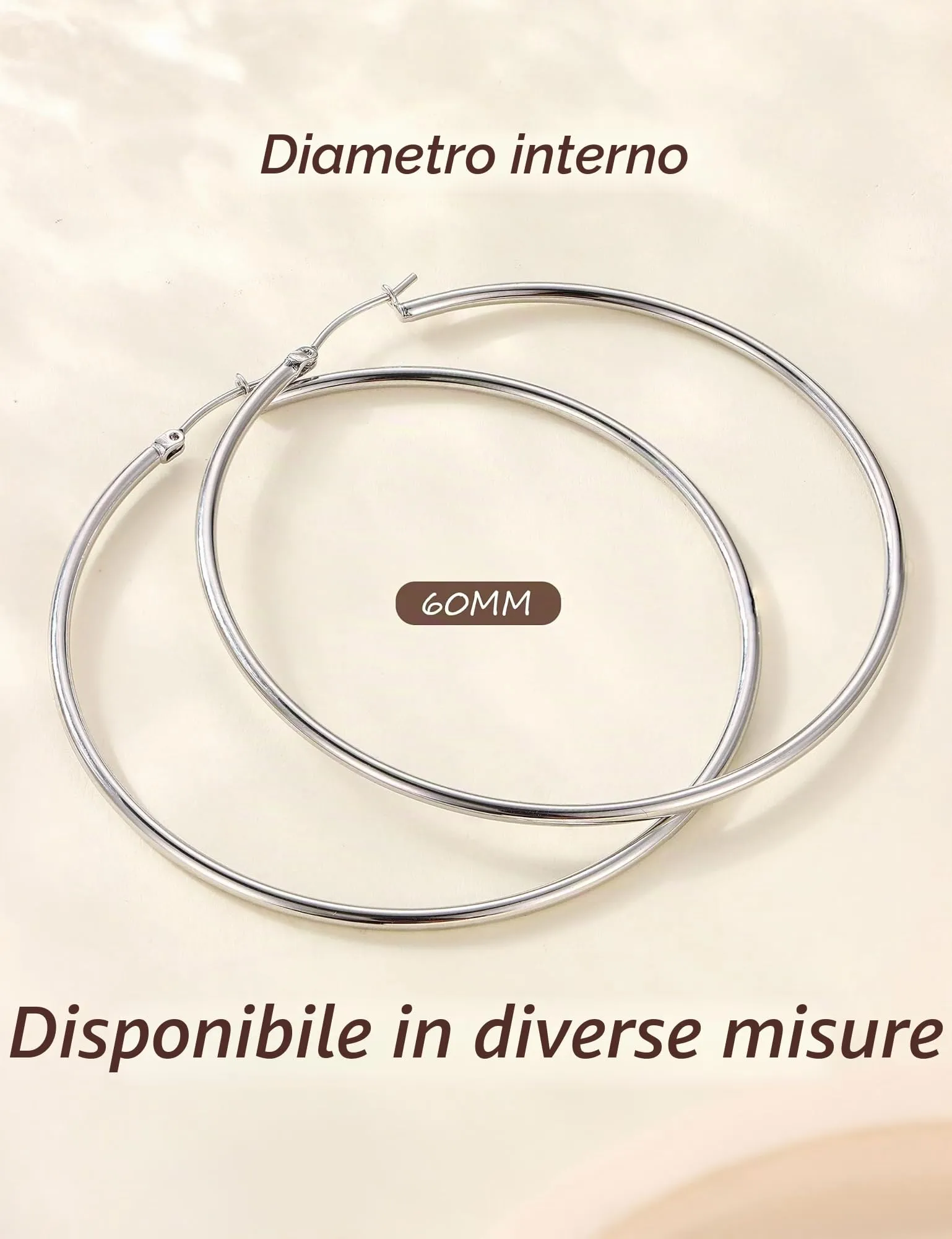 Chriscoco Orecchini Cerchio Argento 925, 15/20/25/30/40/50/60/70mm - immagine 3