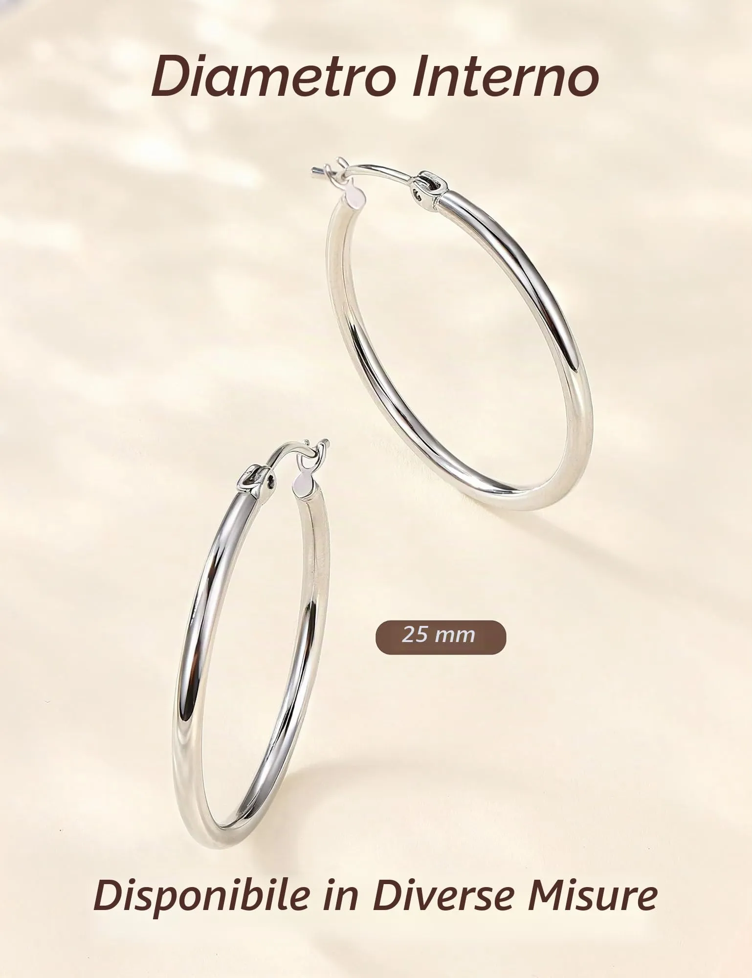 Chriscoco Orecchini Cerchio Argento 925, 15/20/25/30/40/50/60/70mm - immagine 3