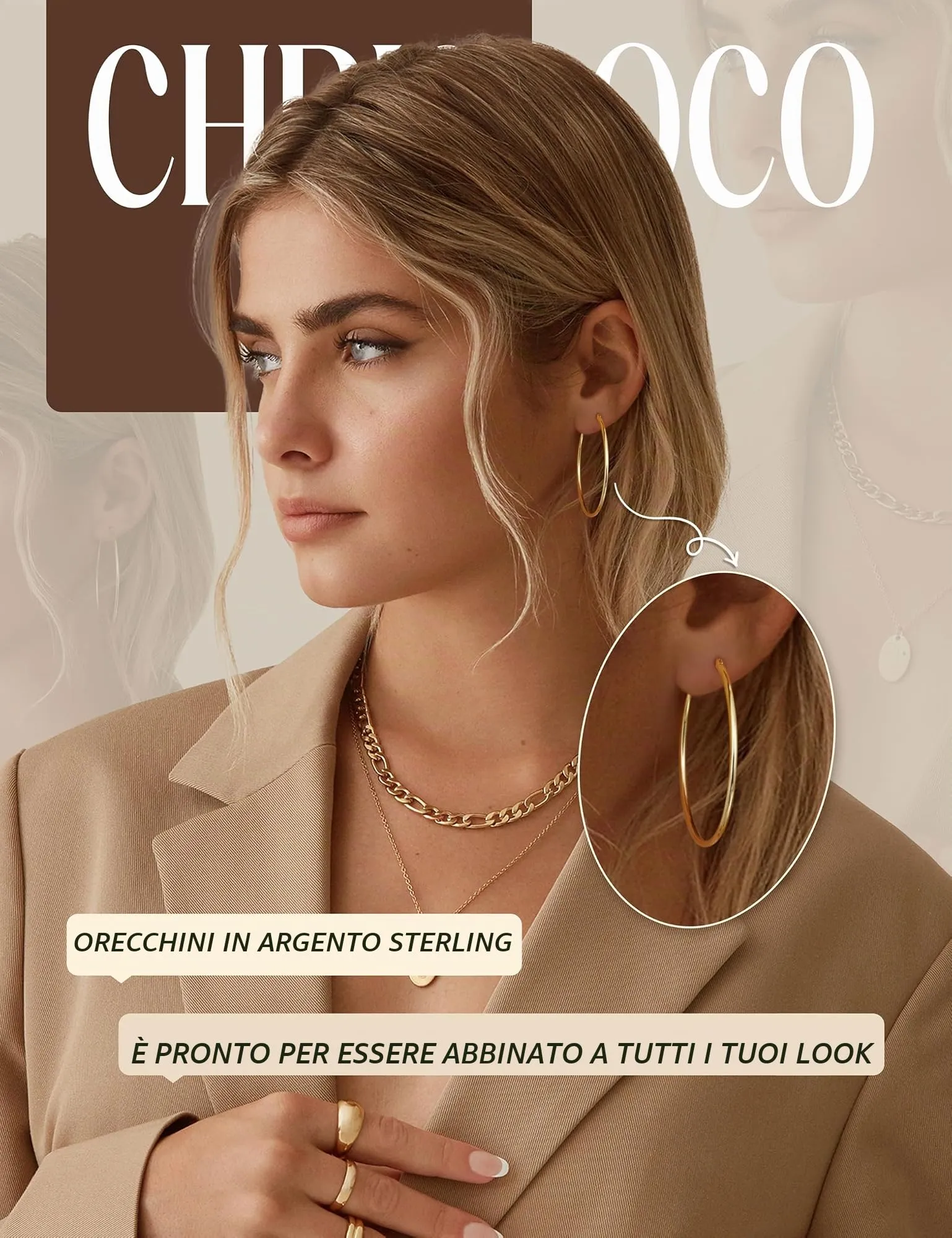 Chriscoco Orecchini a Cerchio Argento 925 (15/20/25/30/40/50/60/70mm) - immagine 5