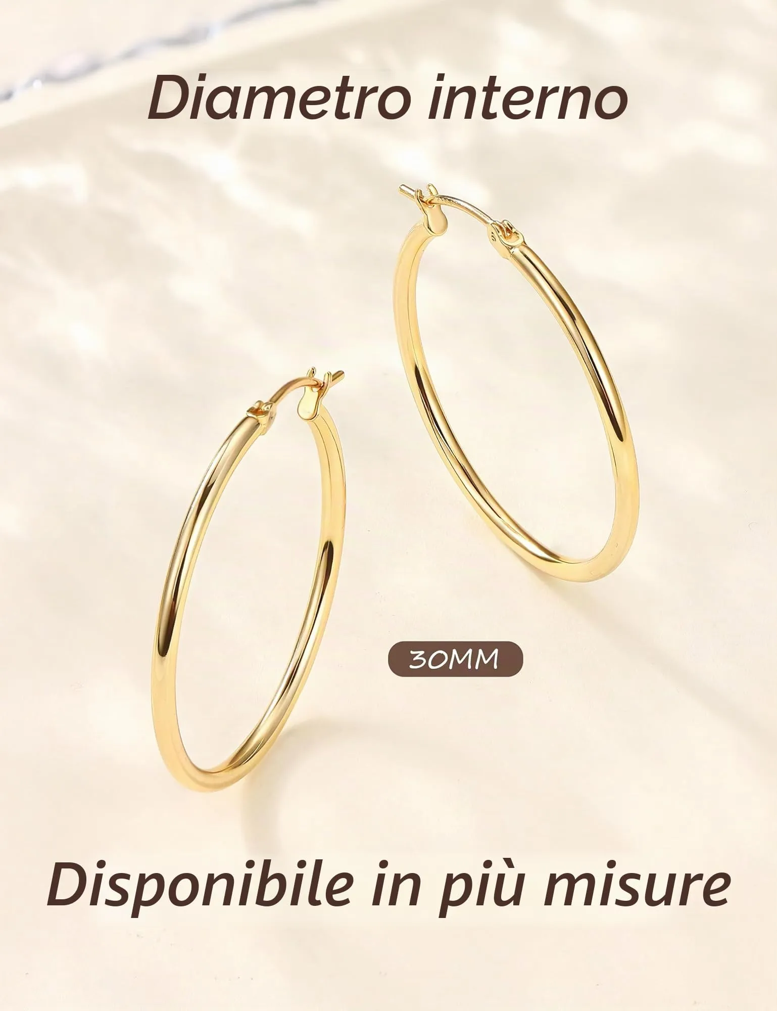 Chriscoco Orecchini Cerchio Argento 925 (15/20/25/30/40/50/60/70mm) - immagine 3