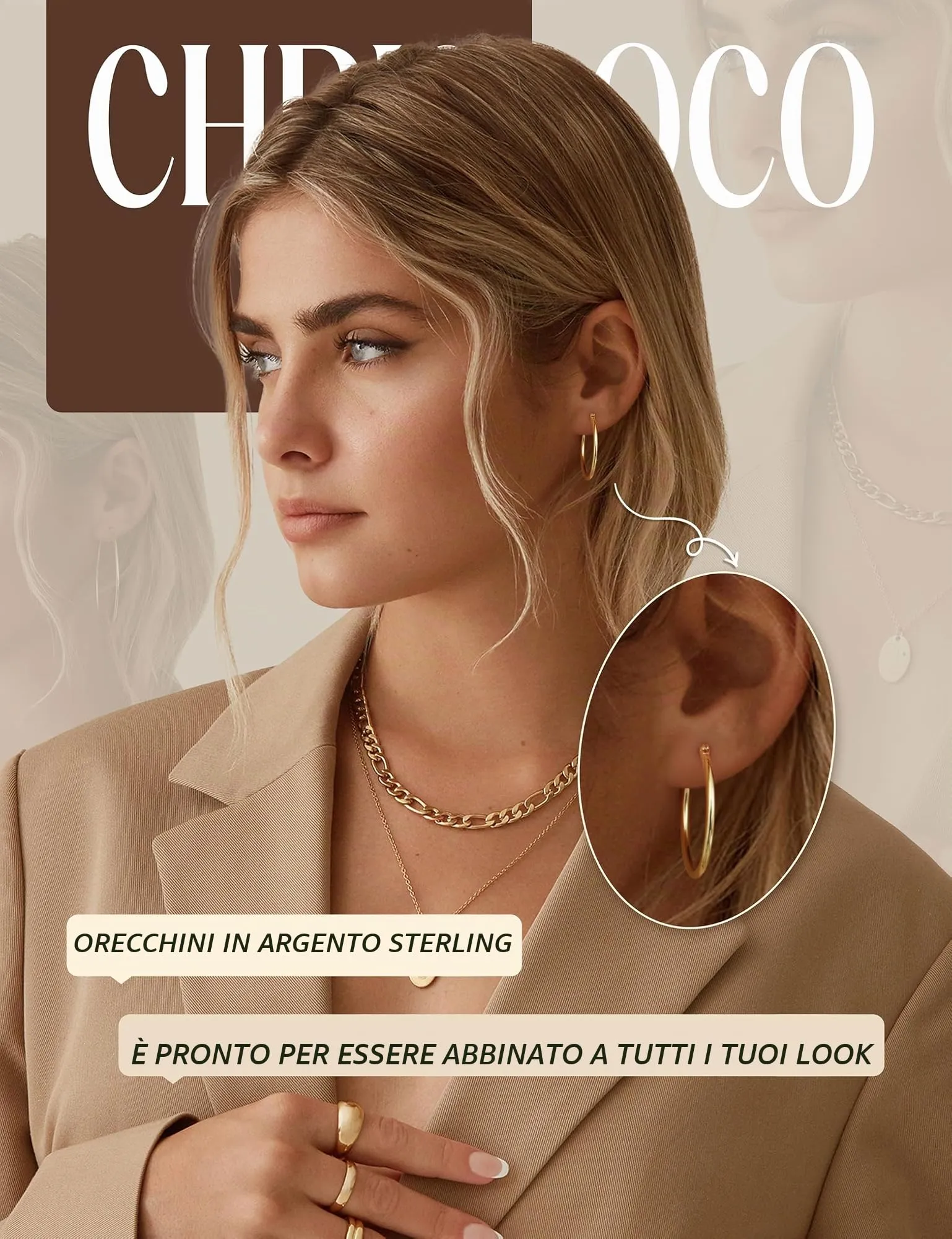 Chriscoco Orecchini Cerchio Argento 925 (15/20/25/30/40/50/60/70mm) - immagine 5
