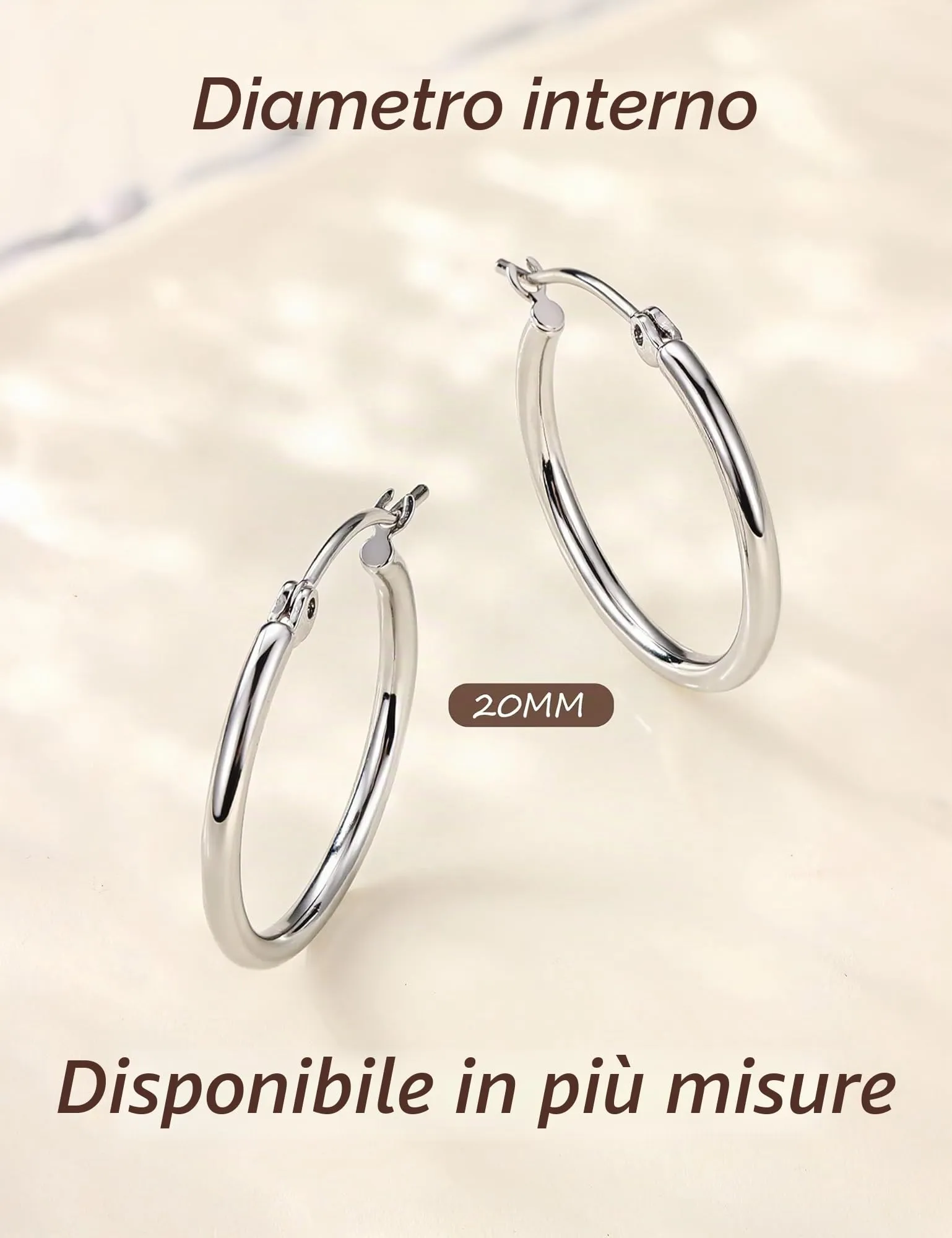 Chriscoco Orecchini a Cerchio in Argento 925, 15-70 mm - immagine 3