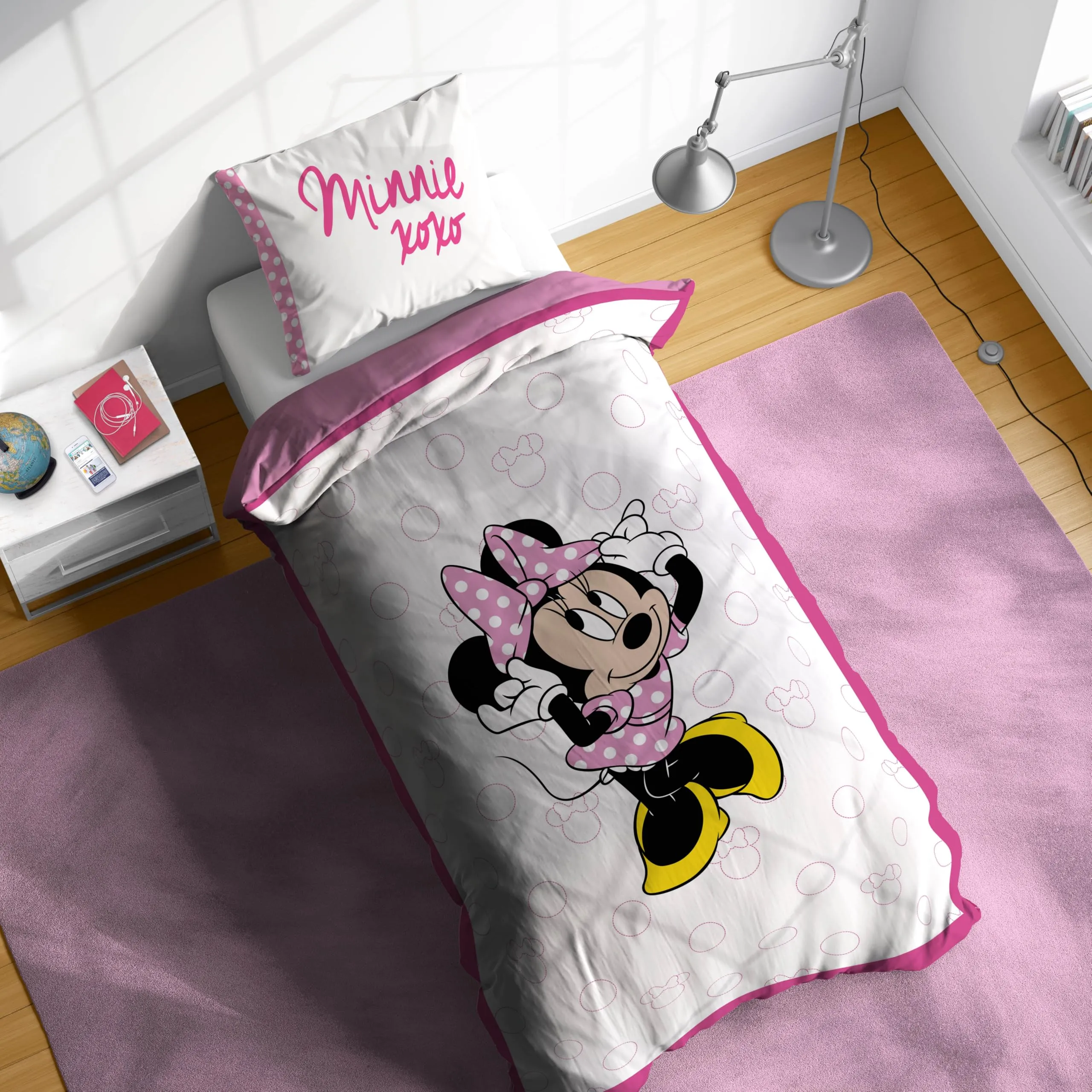 Jay Franco Set Copripiumino Singolo con Federa 80x80 cm, 100% Cotone, Disney Minnie - immagine 6