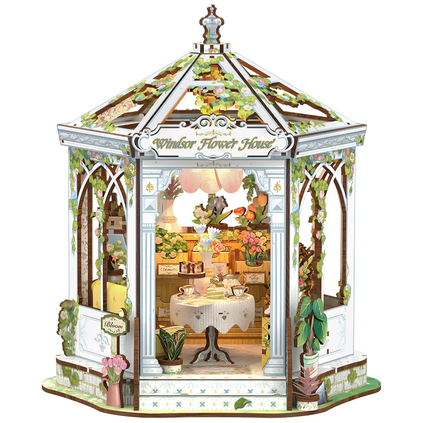 CUTEBEE Book Nook Kit Windsor Flower House European Miniature House Decoration - immagine 1