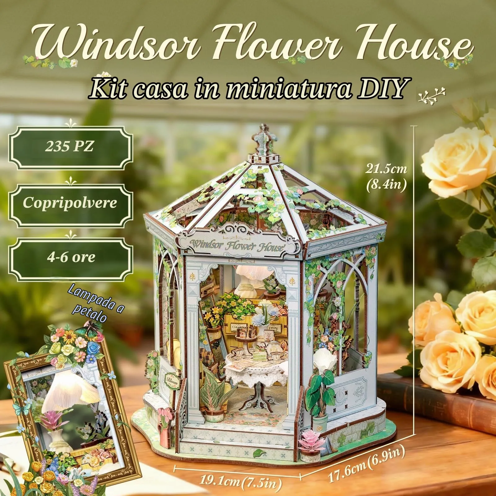 CUTEBEE Book Nook Kit Windsor Flower House European Miniature House Decoration - immagine 2