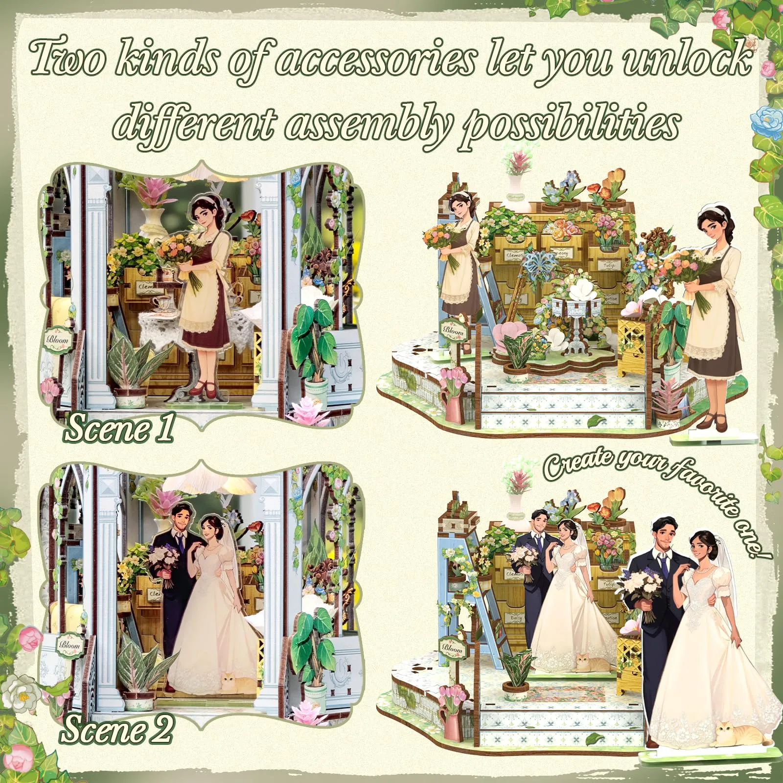 CUTEBEE Book Nook Kit Windsor Flower House European Miniature House Decoration - immagine 5