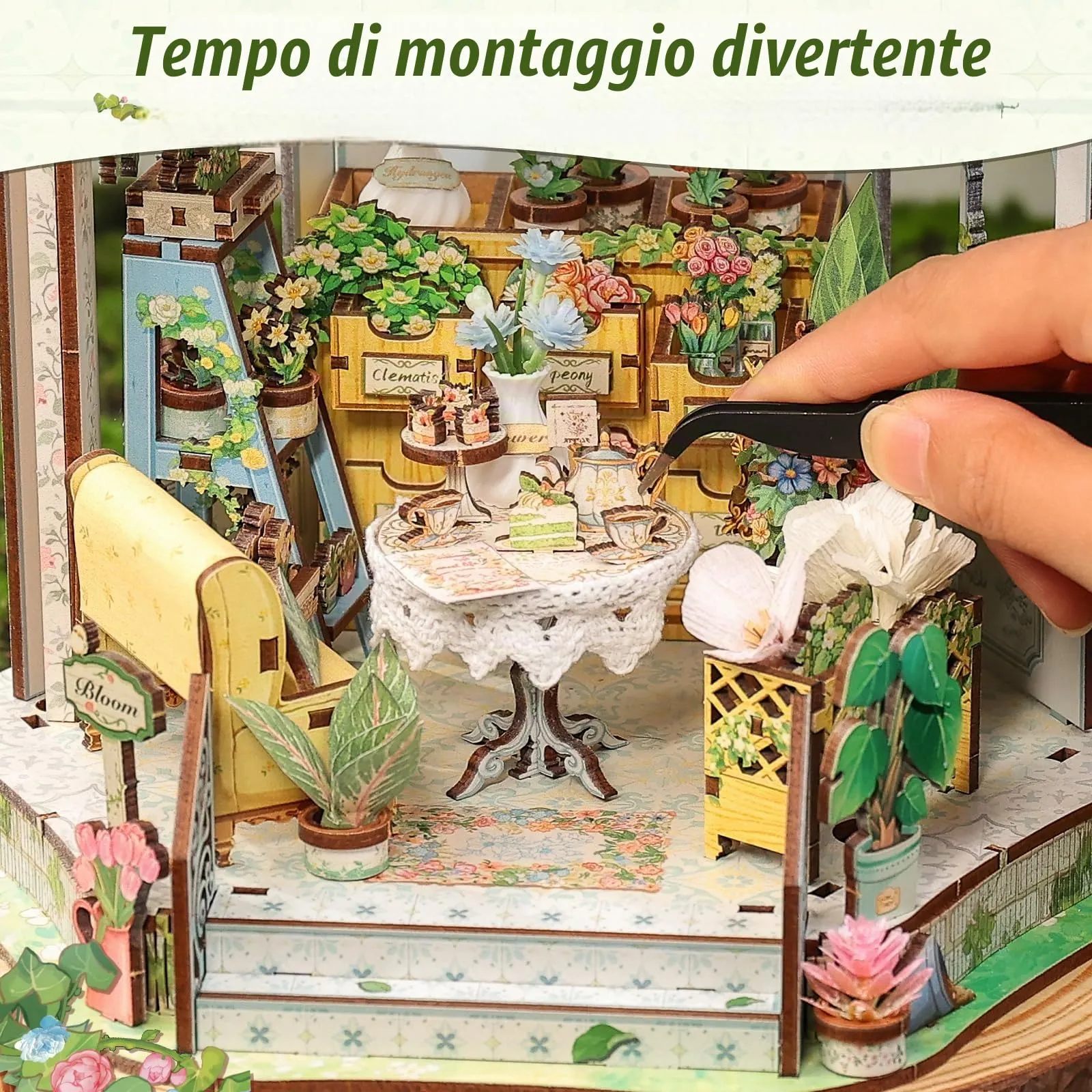 CUTEBEE Book Nook Kit Windsor Flower House European Miniature House Decoration - immagine 6