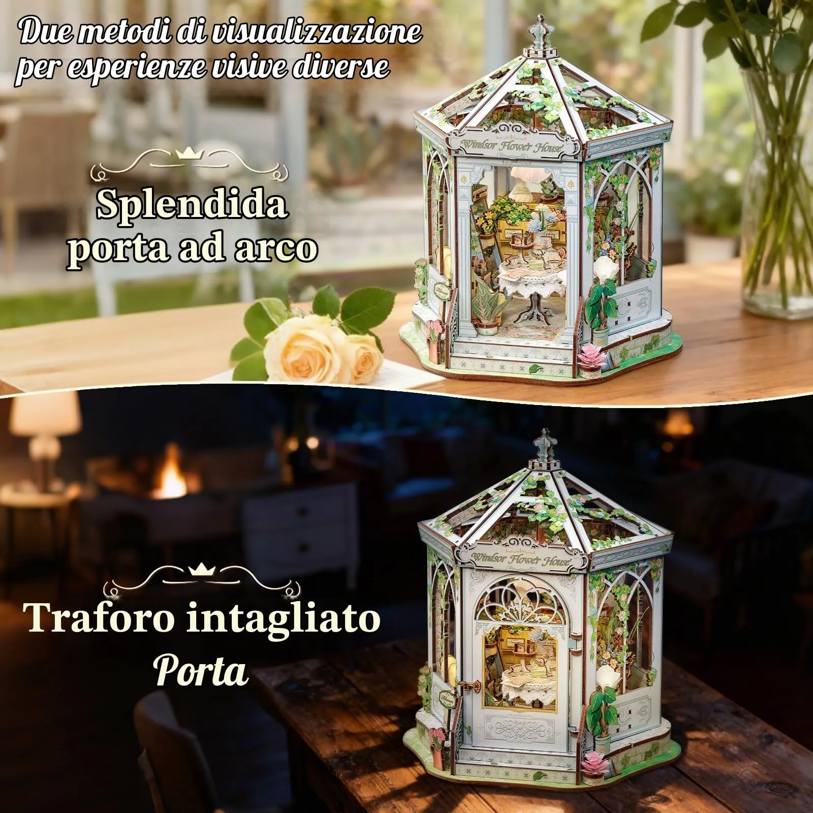 CUTEBEE Book Nook Kit Windsor Flower House European Miniature House Decoration - immagine 8