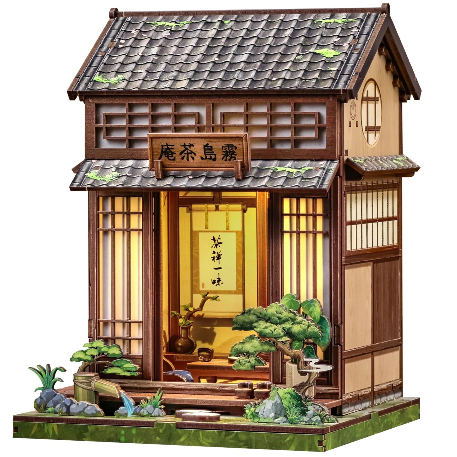 CUTEBEE Japanese Tea House Book Nook Kit, 3D Wooden Puzzle Miniature House, DIY Model for Adults - immagine 1